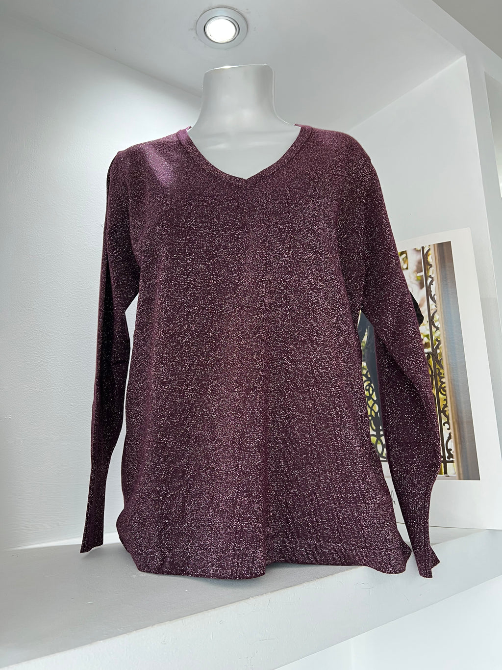 SUÉTER BRILLOS MORADO/PLATA