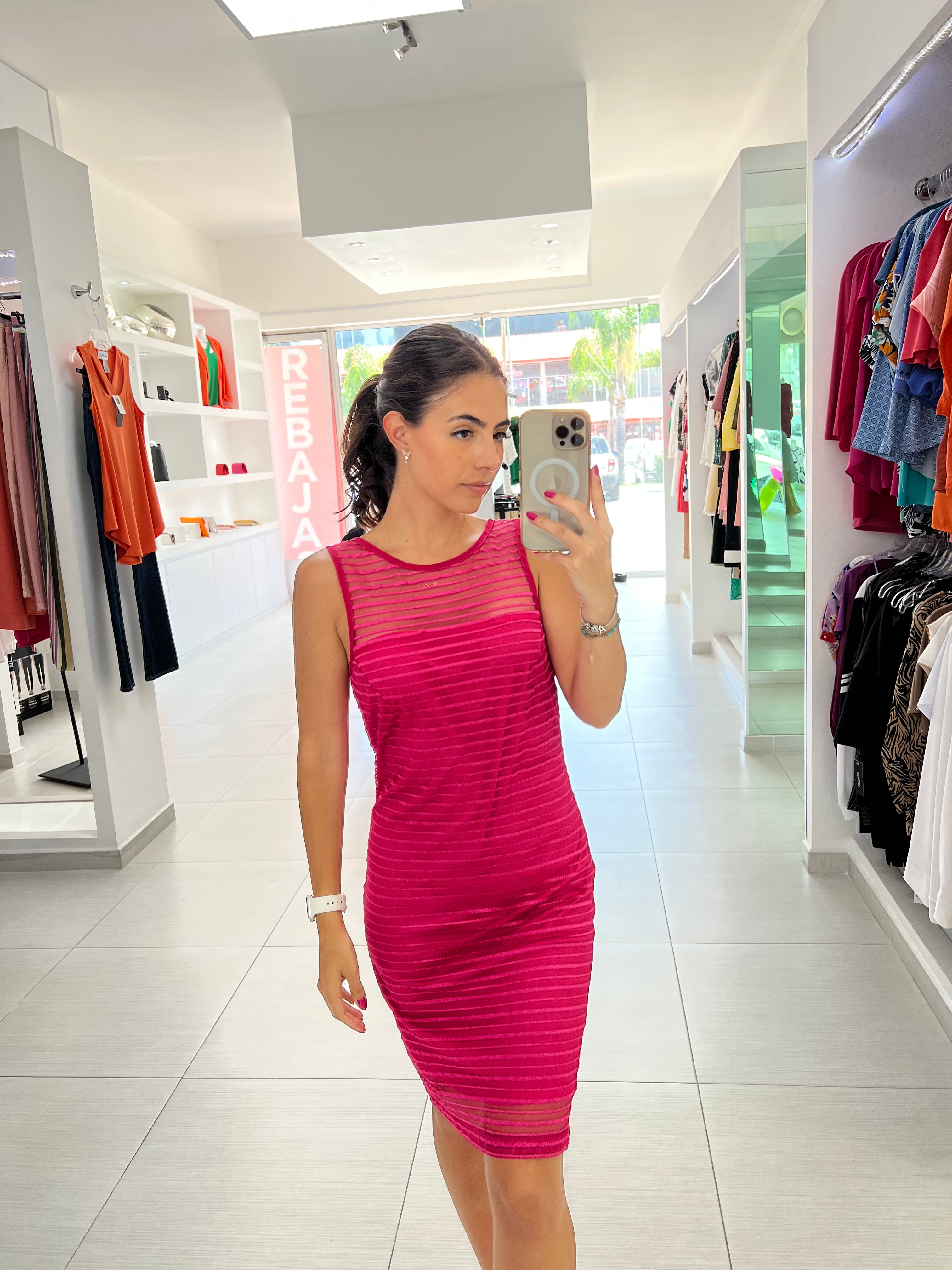 VESTIDO CORTO FUCSIA