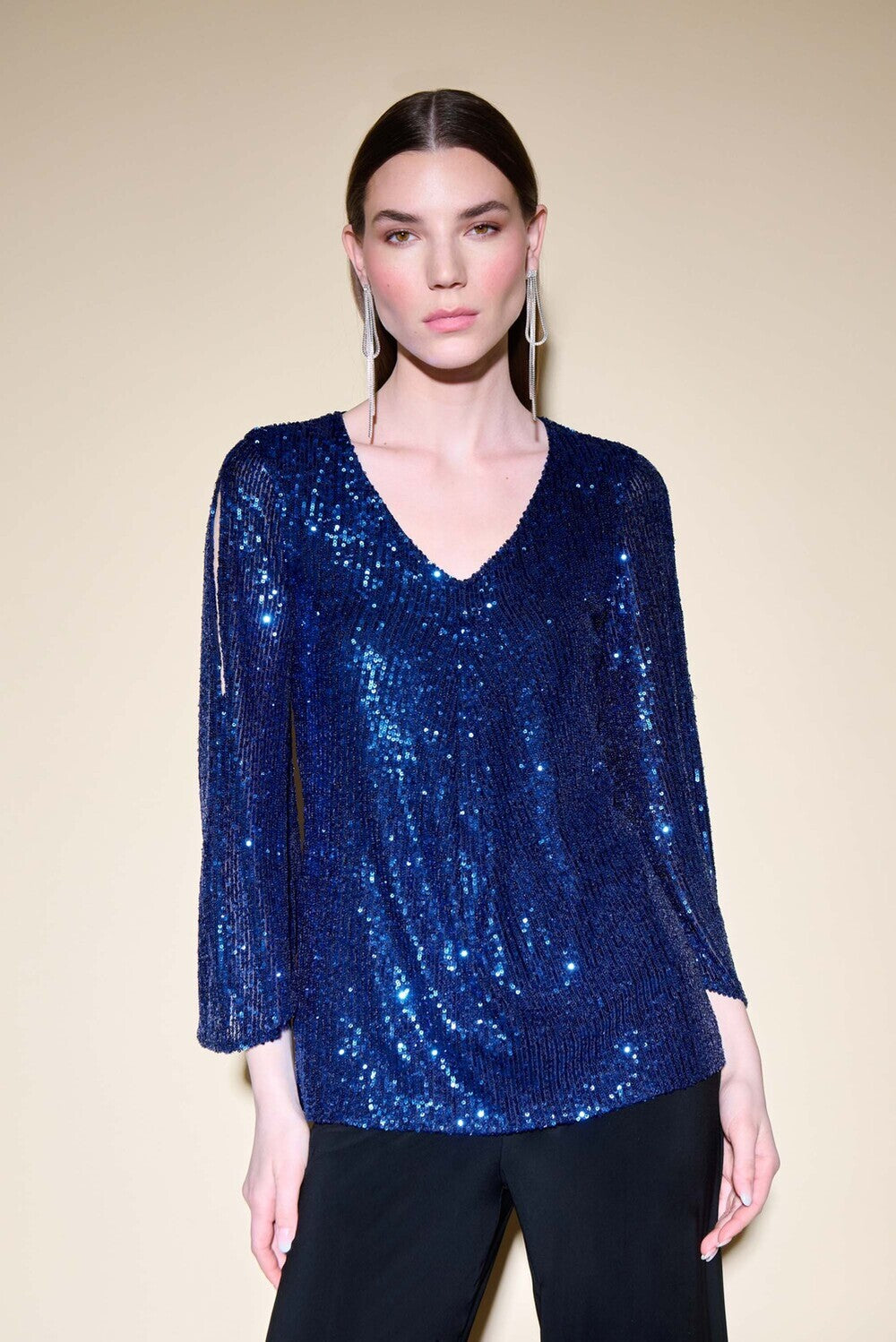 BLUSA LENTEJUELA AZUL REY/PLATA