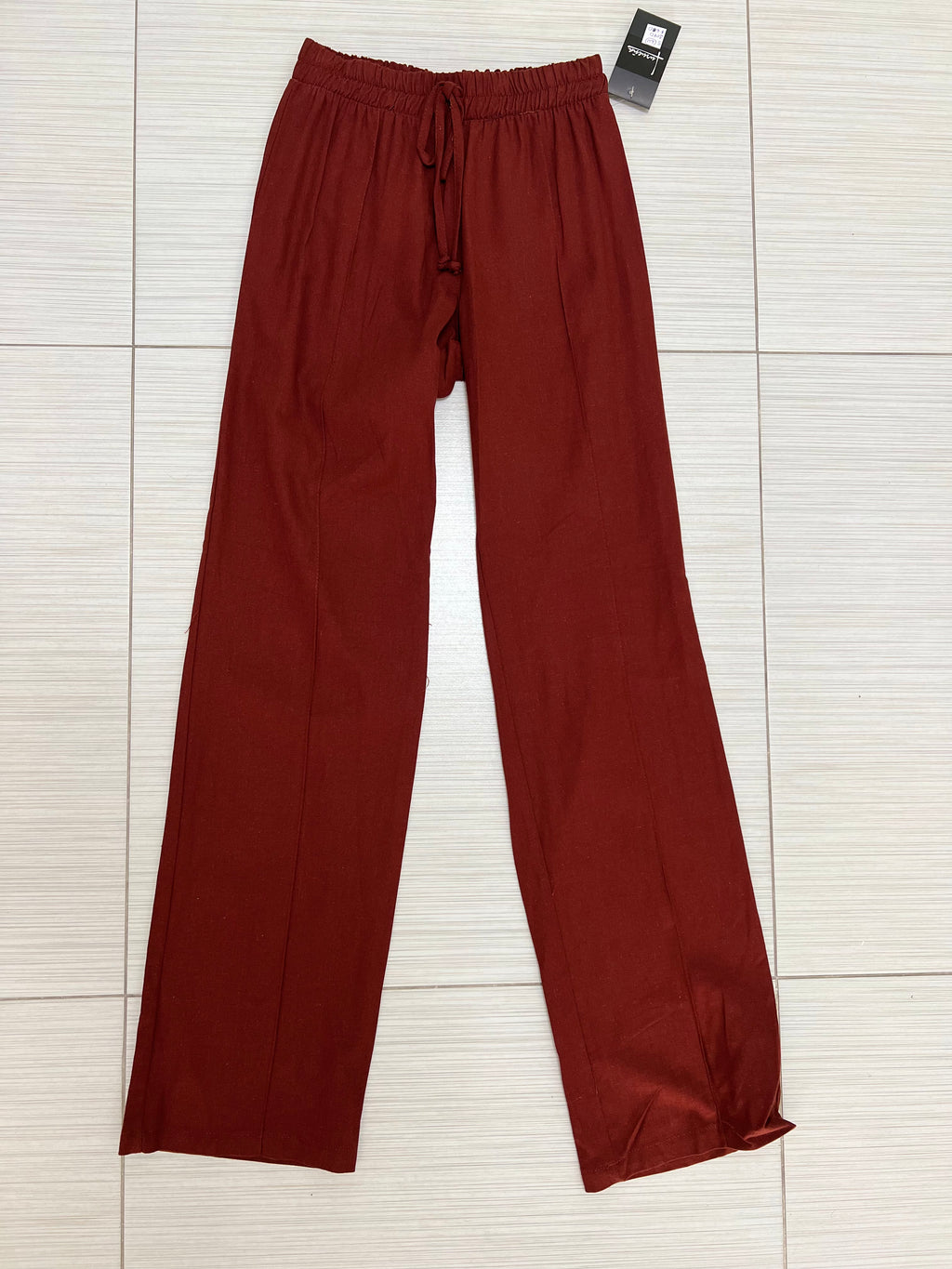 PANTALÓN LINO NEGRO/LADRILLO