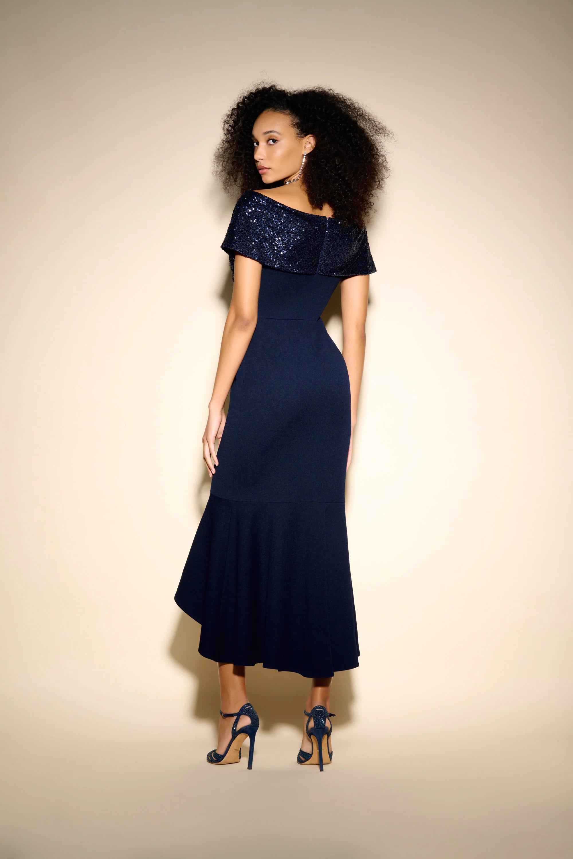 VESTIDO LARGO AZUL MARINO/BEIGE 233731