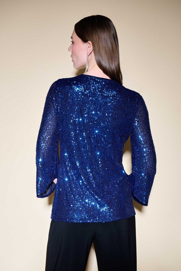BLUSA LENTEJUELA AZUL REY/PLATA
