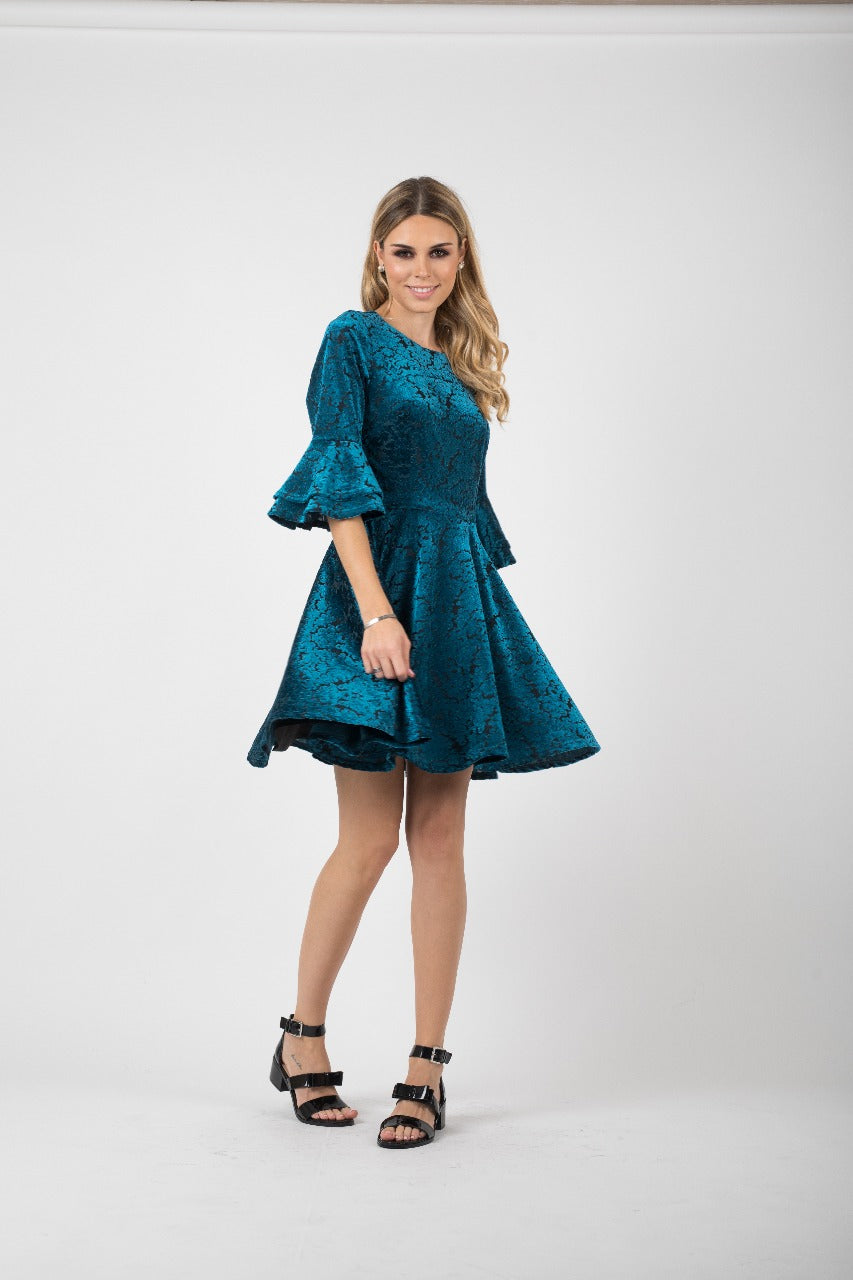 VESTIDO TERCIOPELO AZUL/NEGRO