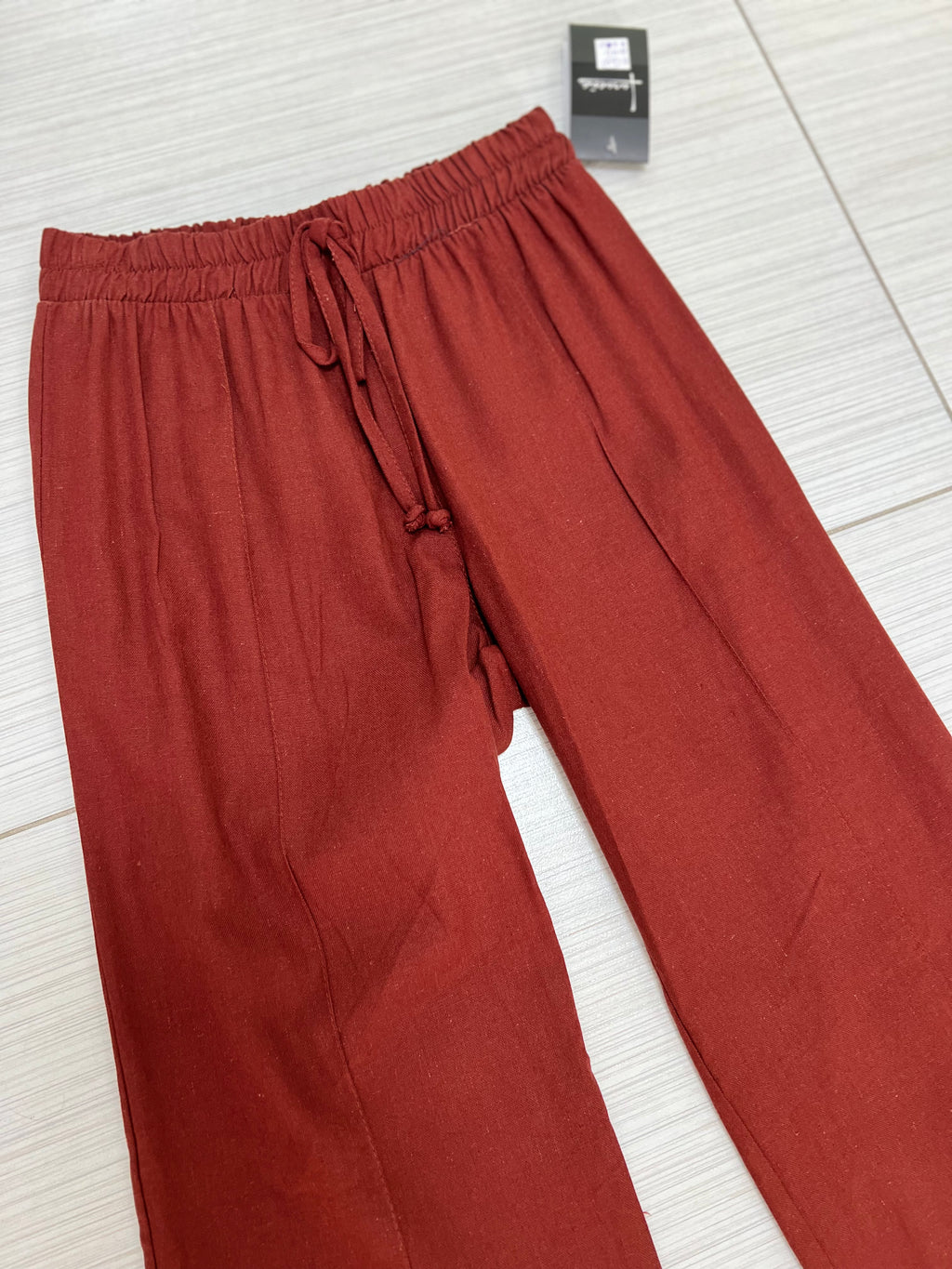 PANTALÓN LINO NEGRO/LADRILLO