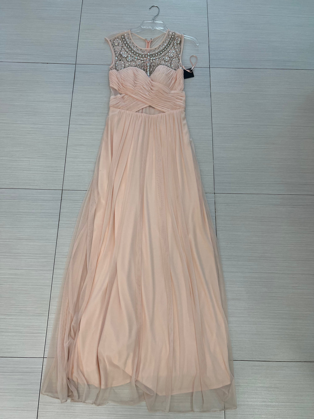 VESTIDO LARGO PALO DE ROSA CON PEDRERÍA