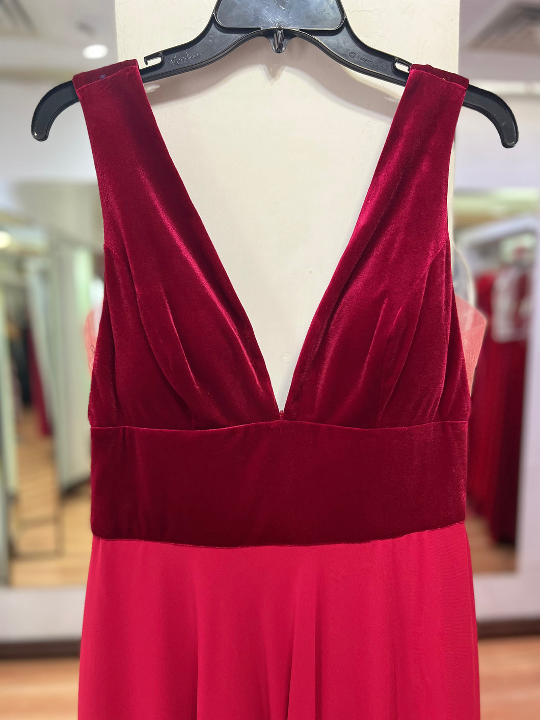 VESTIDO LARGO ROJO TERCIOPELO