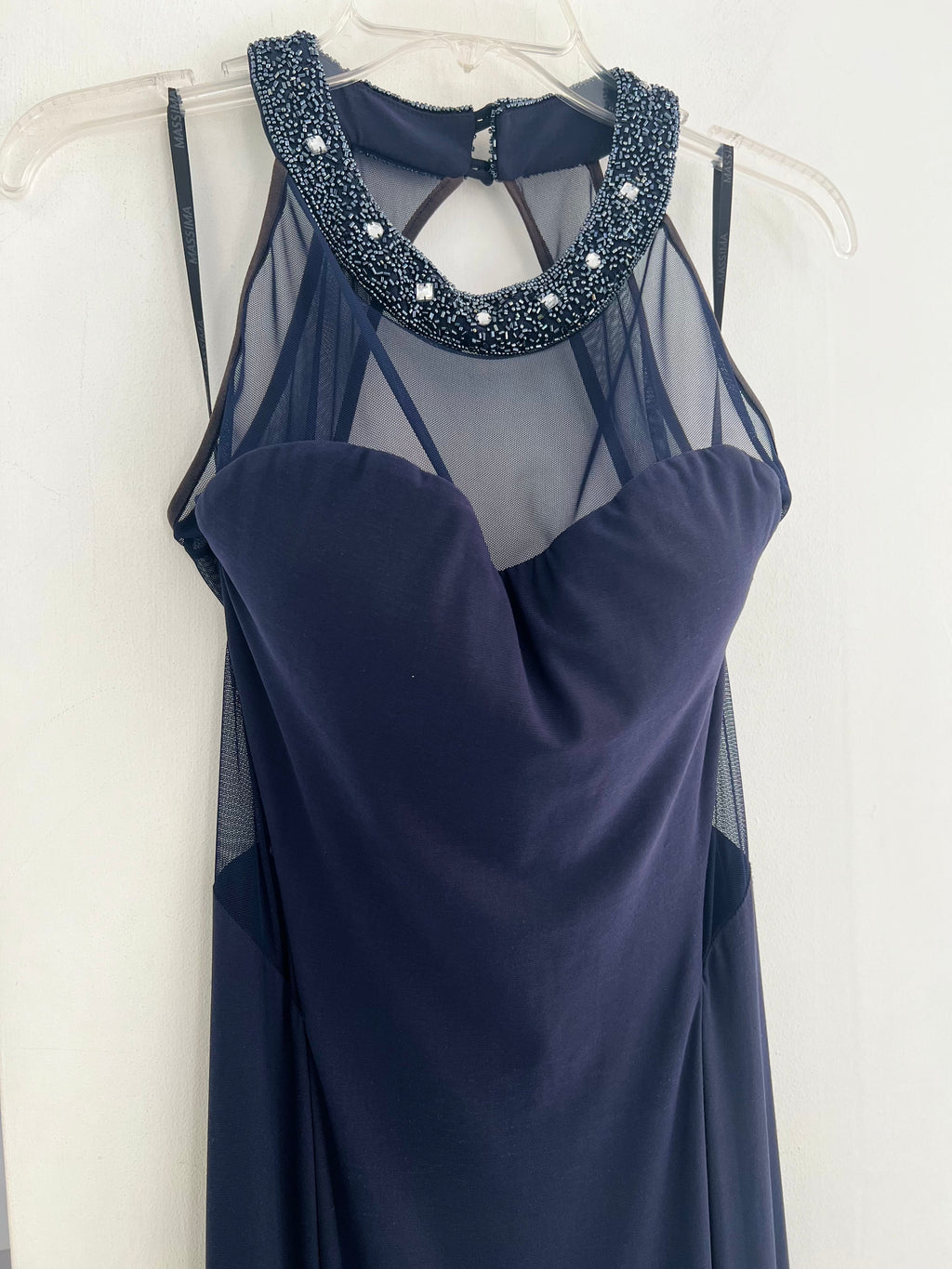 VESTIDO LARGO AZUL MARINO HALTER
