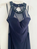 VESTIDO LARGO AZUL MARINO HALTER