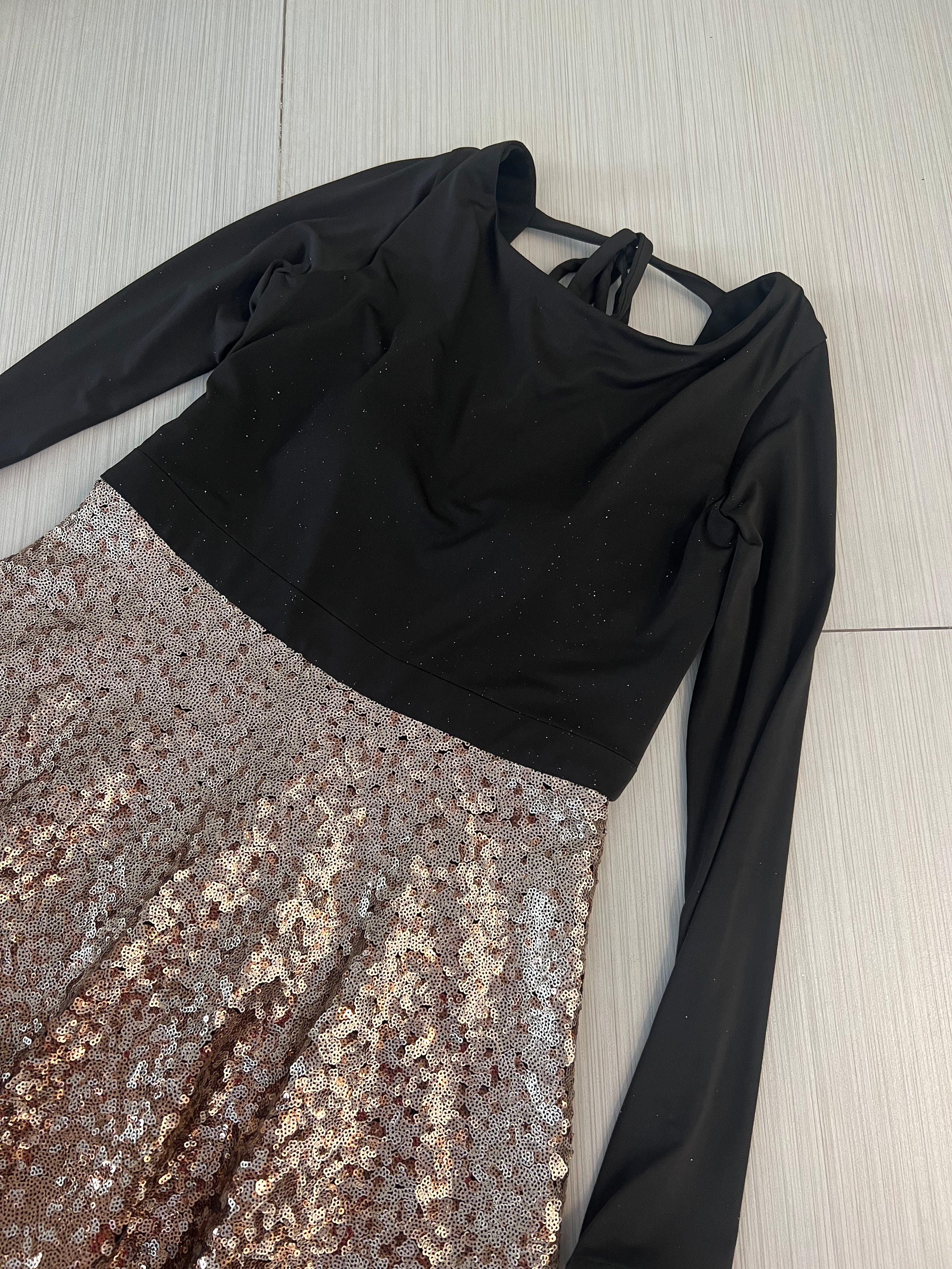 VESTIDO CORTO NEGRO DORADO