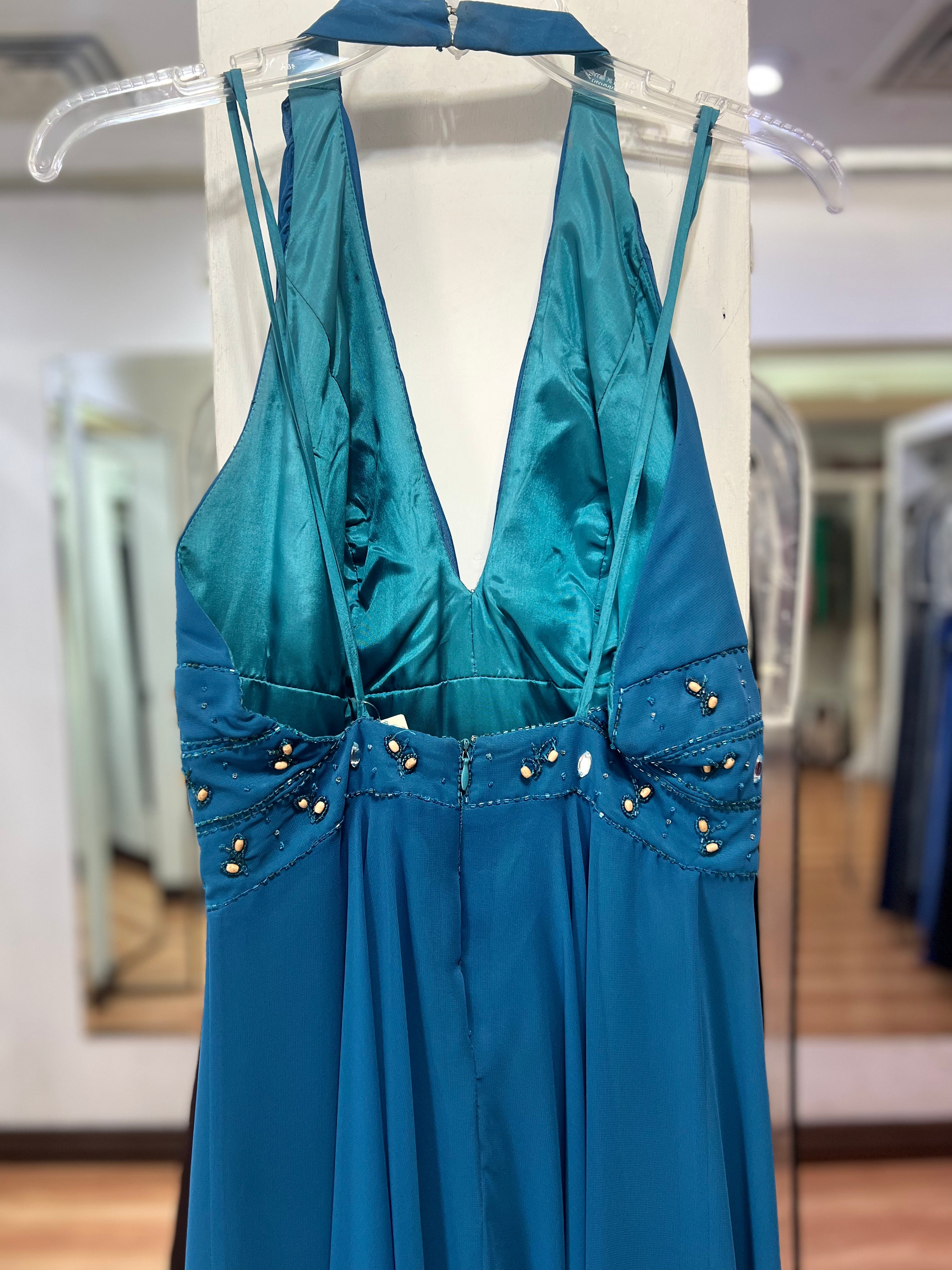 VESTIDO AZUL HALTER