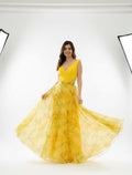 VESTIDO LARGO AMARILLO ESTAMPADO