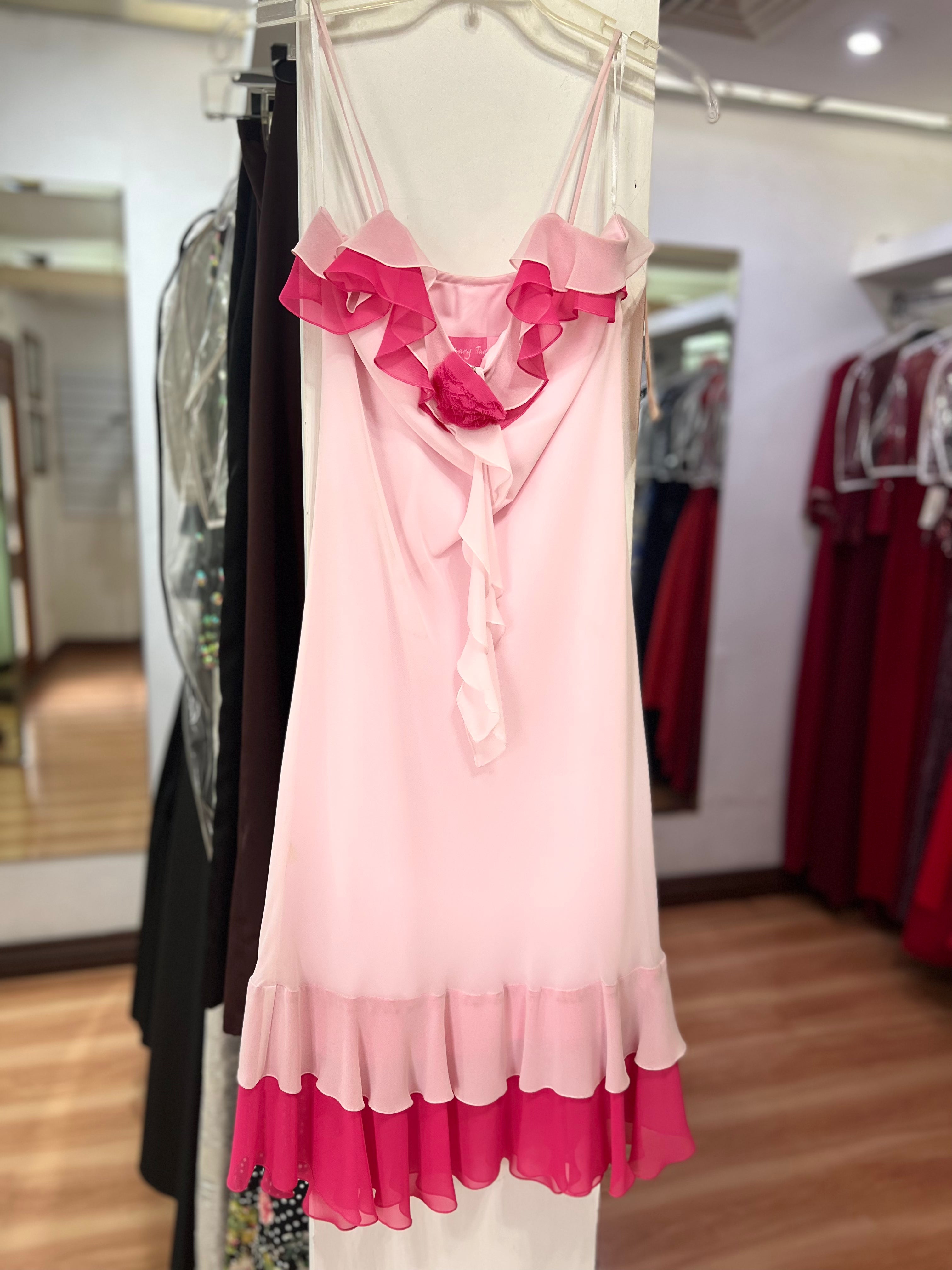 VESTIDO ROSA Y FUCSIA