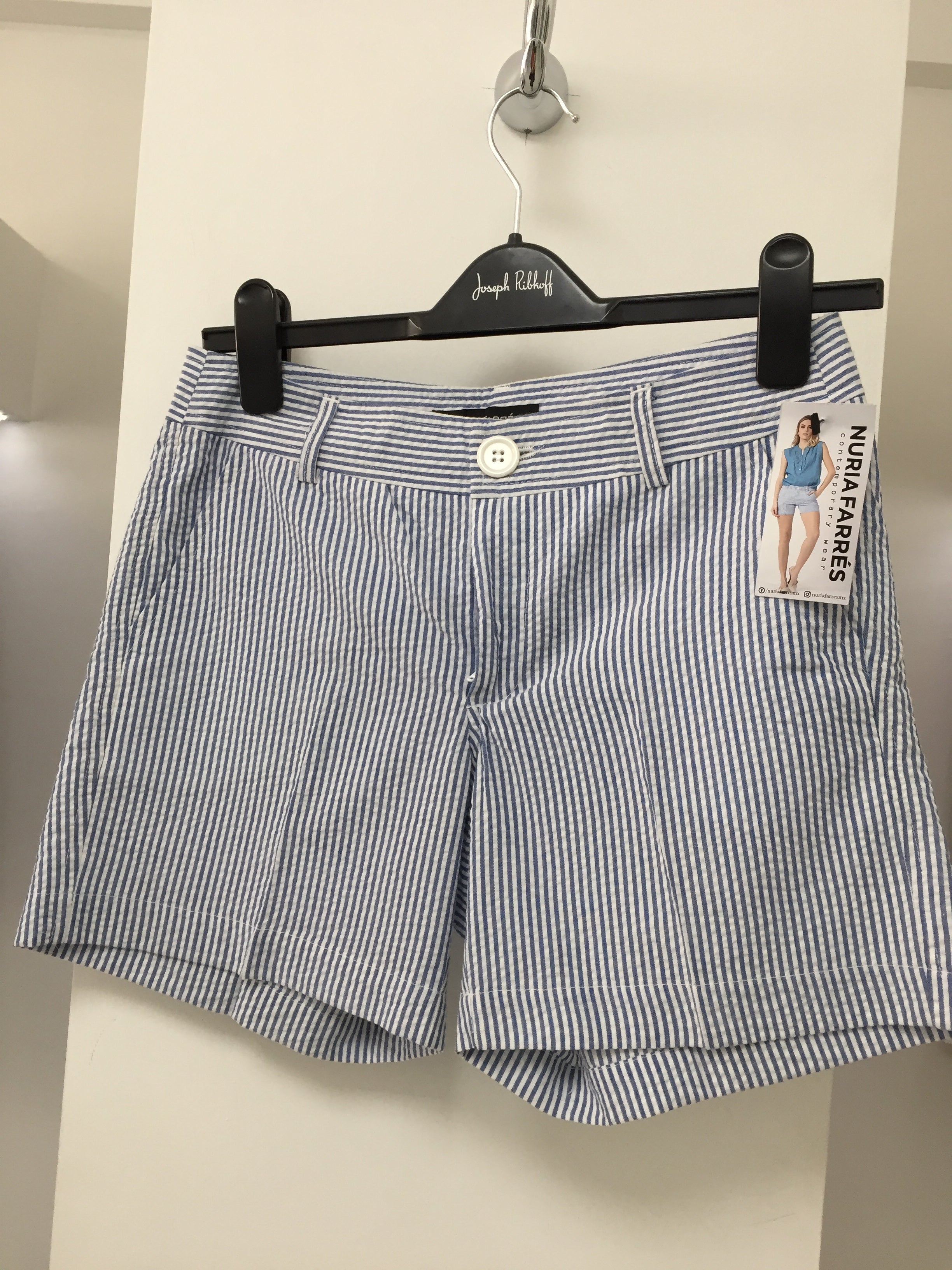 SHORT RAYAS AZUL Y BLANCO