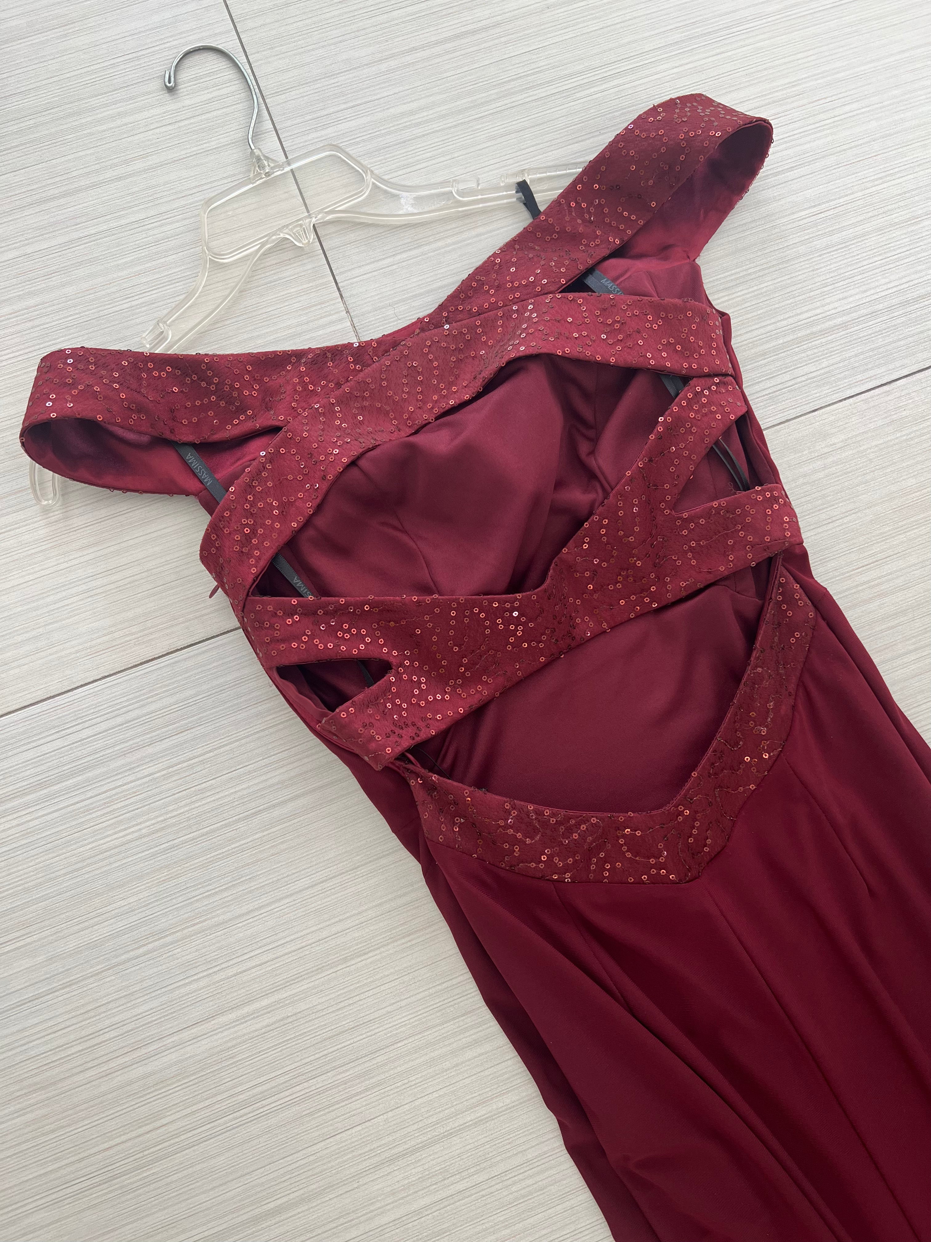 VESTIDO LARGO VINO CON LENTEJUELAS