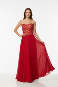 VESTIDO LARGO ROJO CON ENCAJE