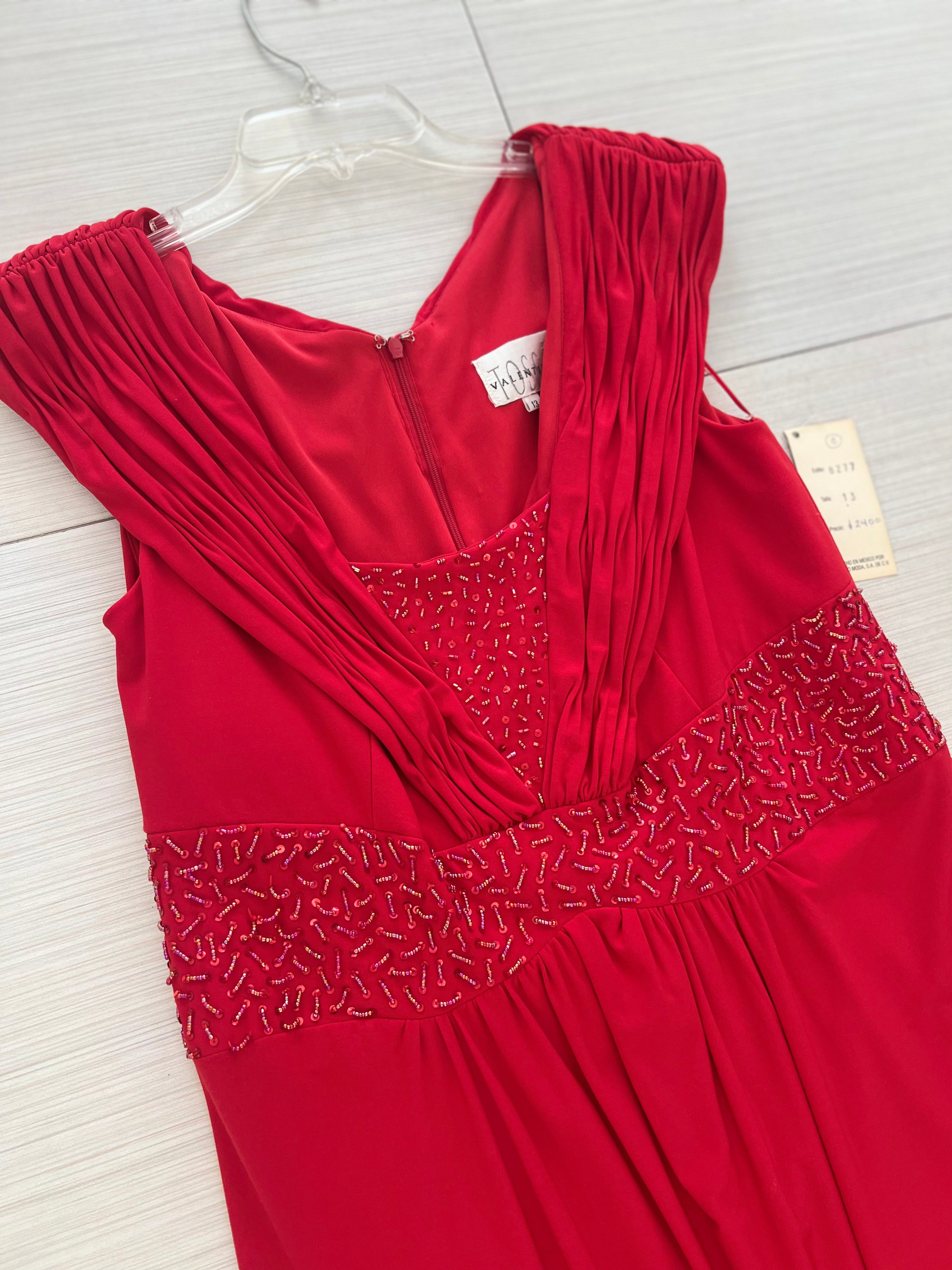 VESTIDO LARGO ROJO HOMBROS CAÍDOS