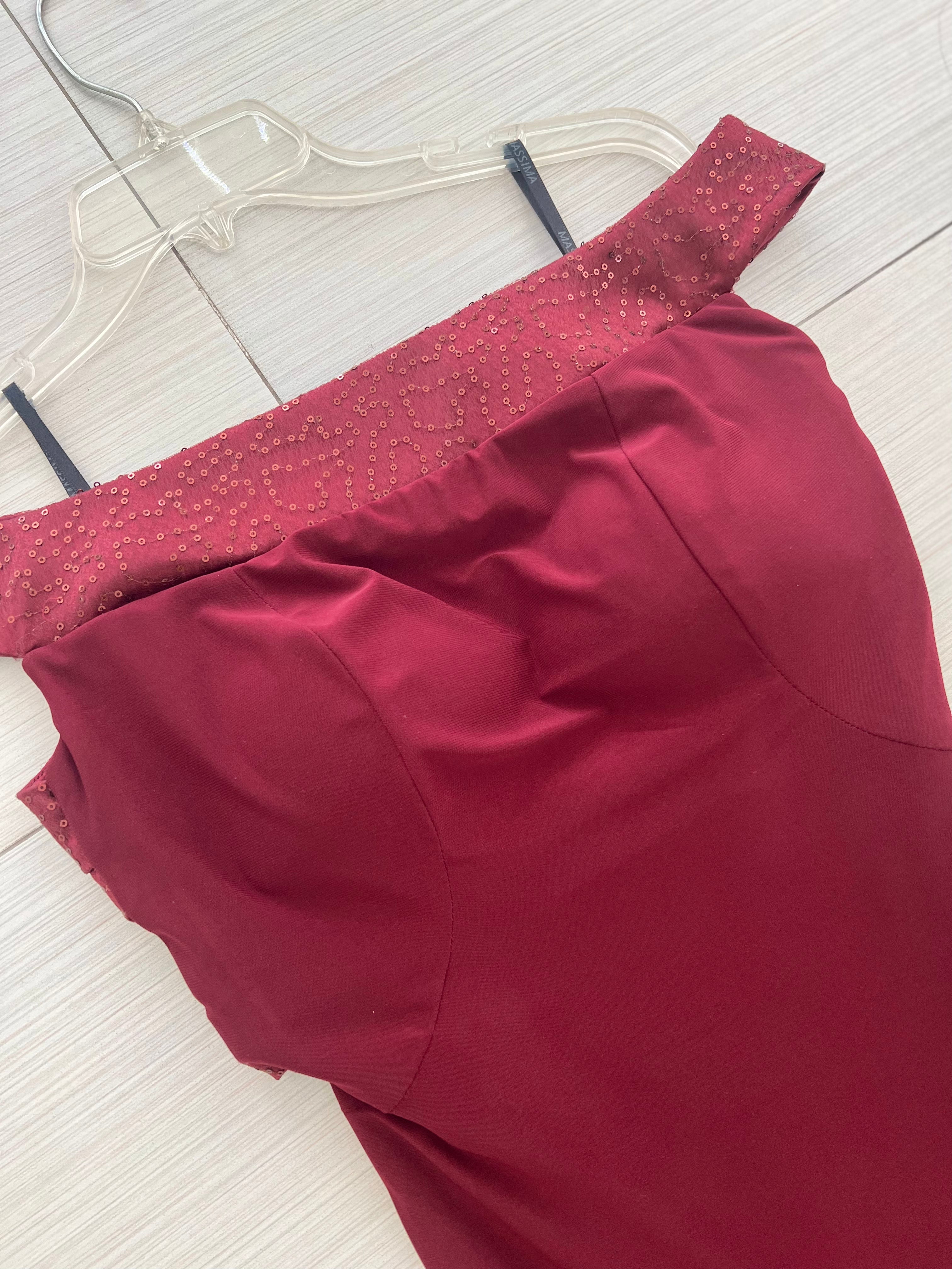 VESTIDO LARGO VINO CON LENTEJUELAS