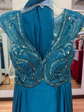 VESTIDO LARGO AQUA PEDRERIA