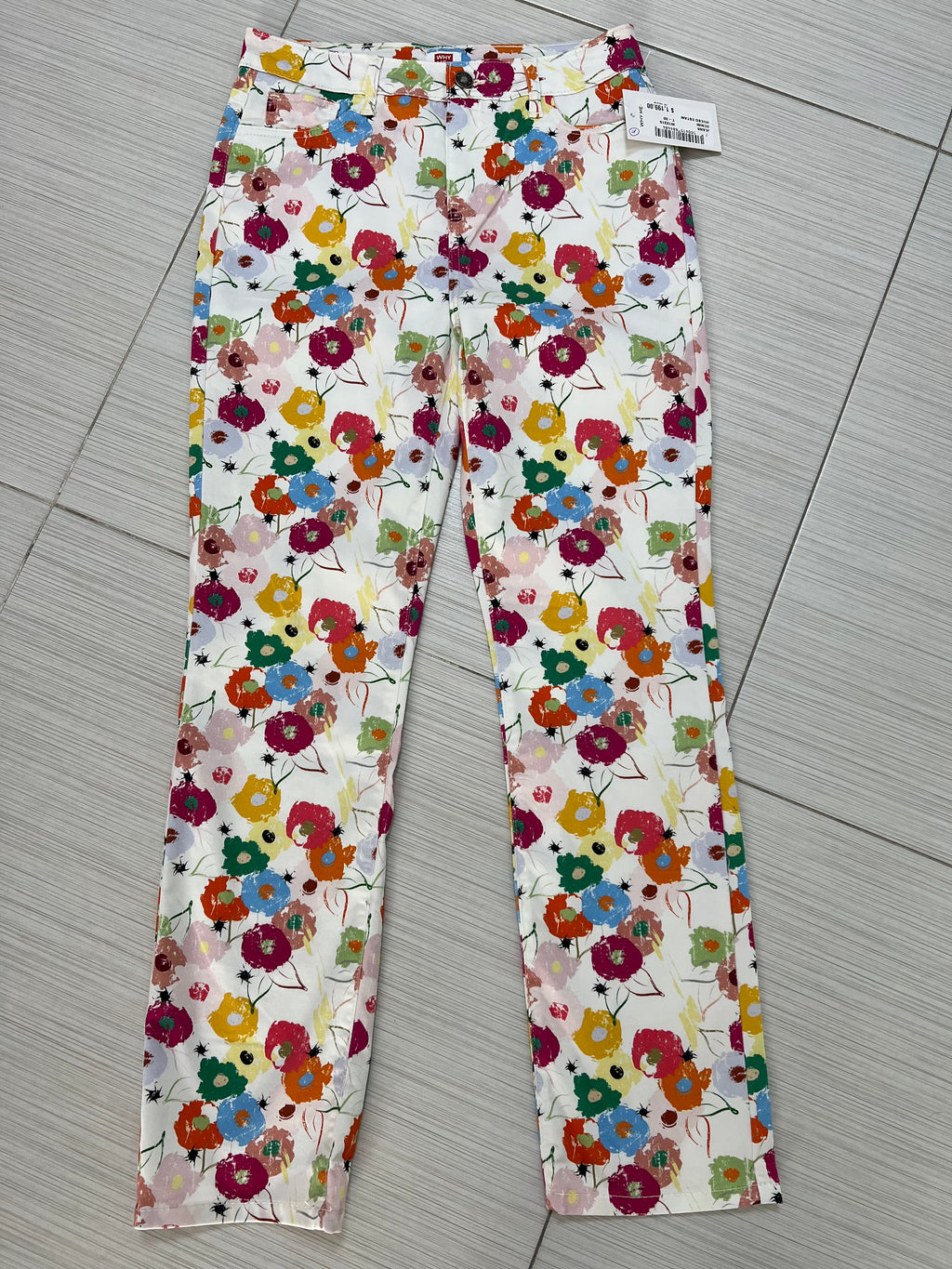PANTALÓN JEANS BLANCO ESTAMPADO