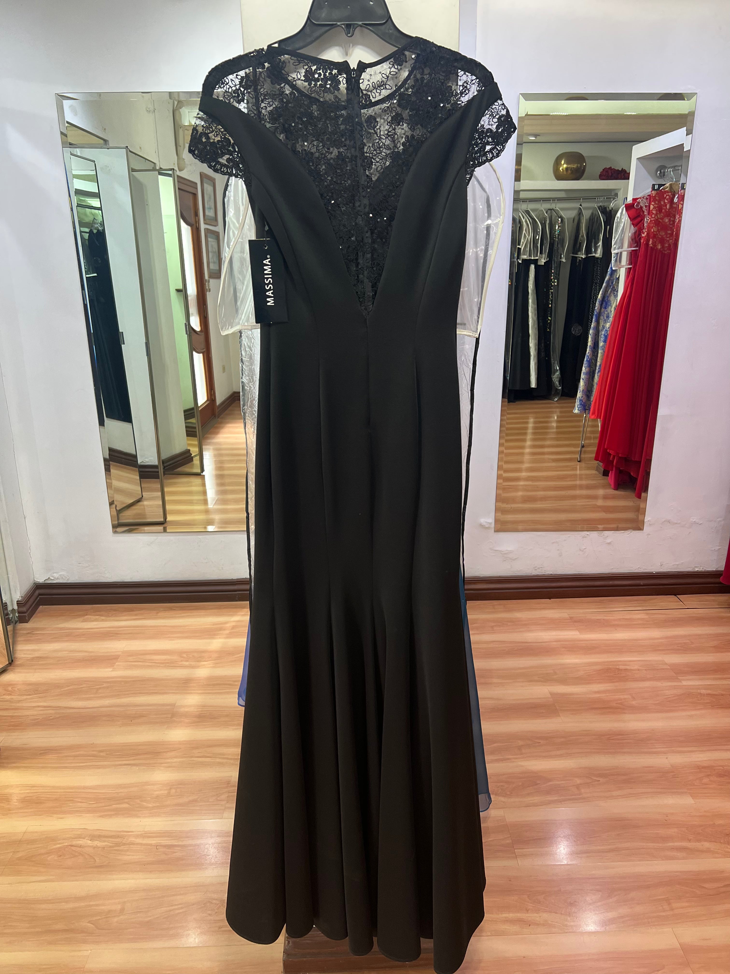VESTIDO LARGO NEGRO ENCAJE