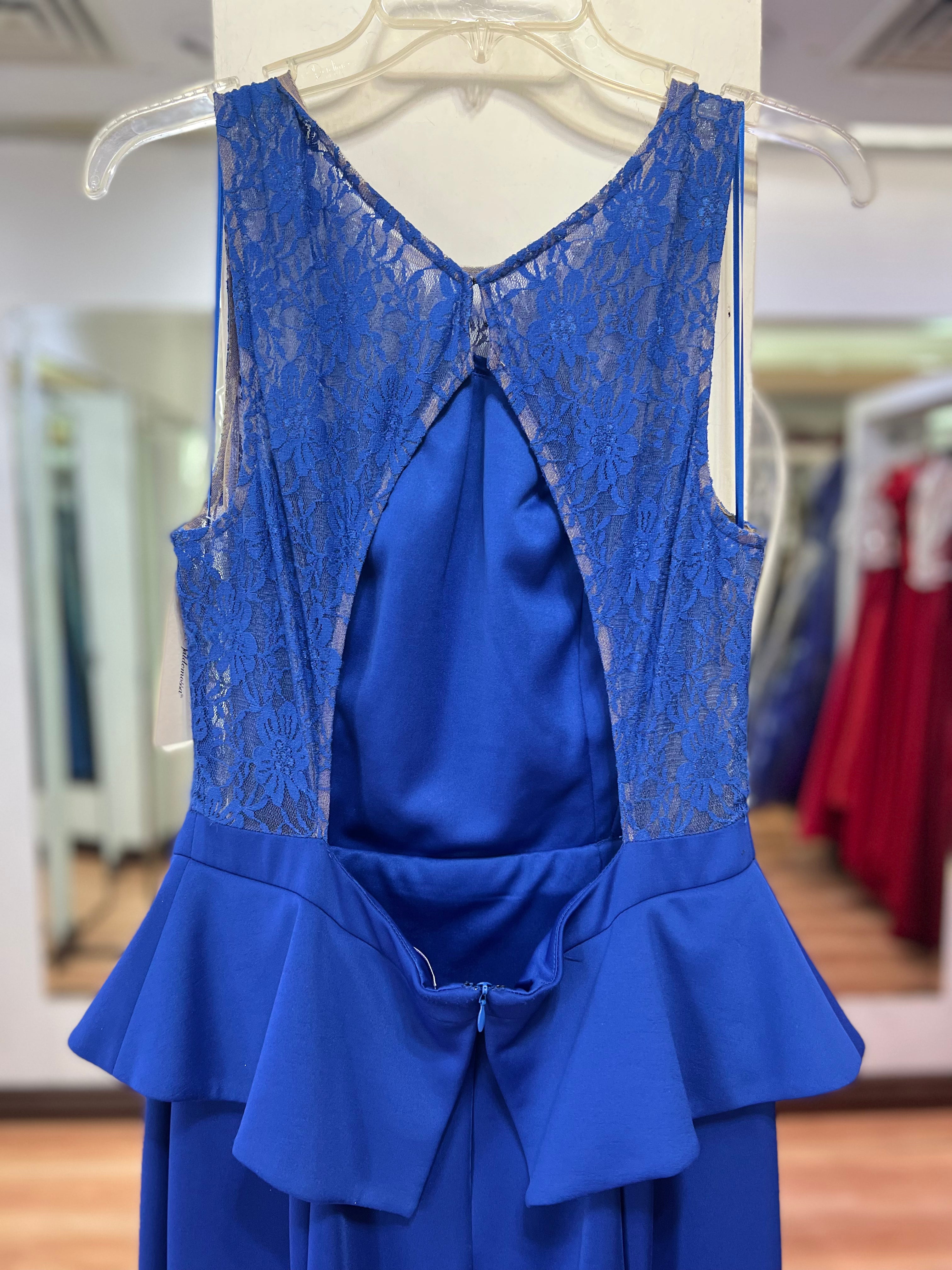 VESTIDO LARGO AZUL REY ENCAJE
