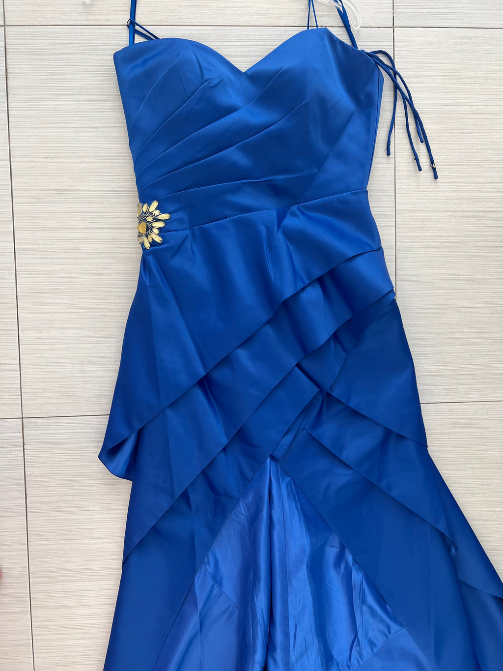 VESTIDO LARGO AZUL REY STRAPLESS