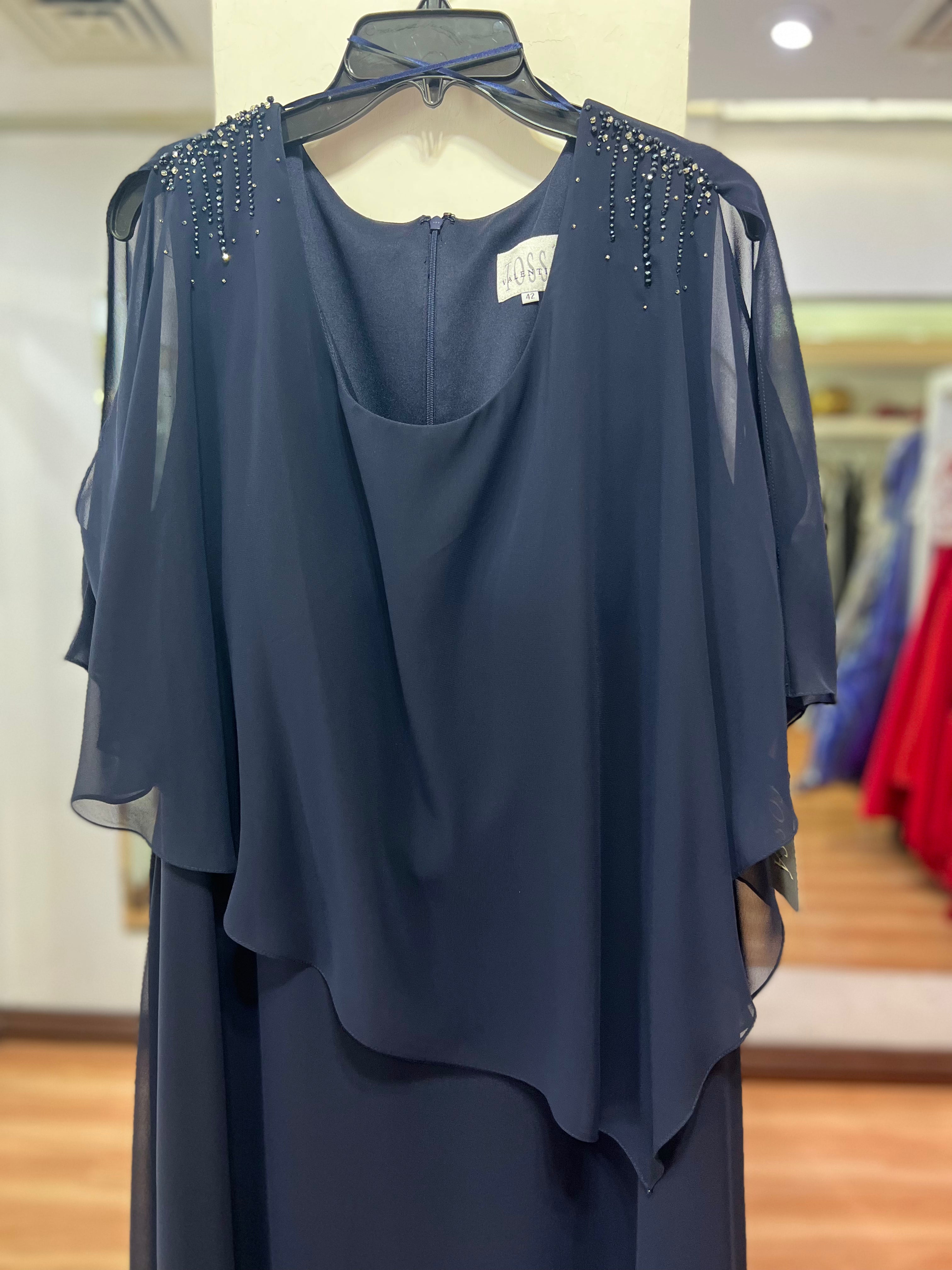 VESTIDO LARGO AZUL CAPA