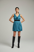 VESTIDO CORTO AZUL FLOR