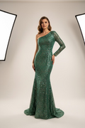 VESTIDO LARGO VERDE BORDADO
