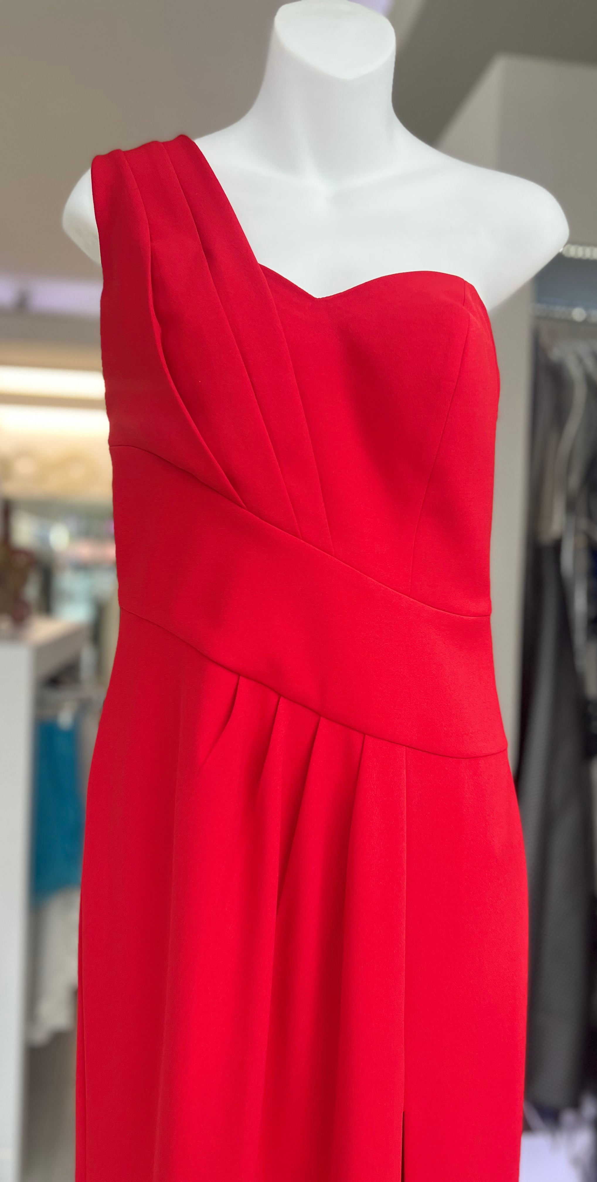 VESTIDO LARGO ROJO UN HOMBRO