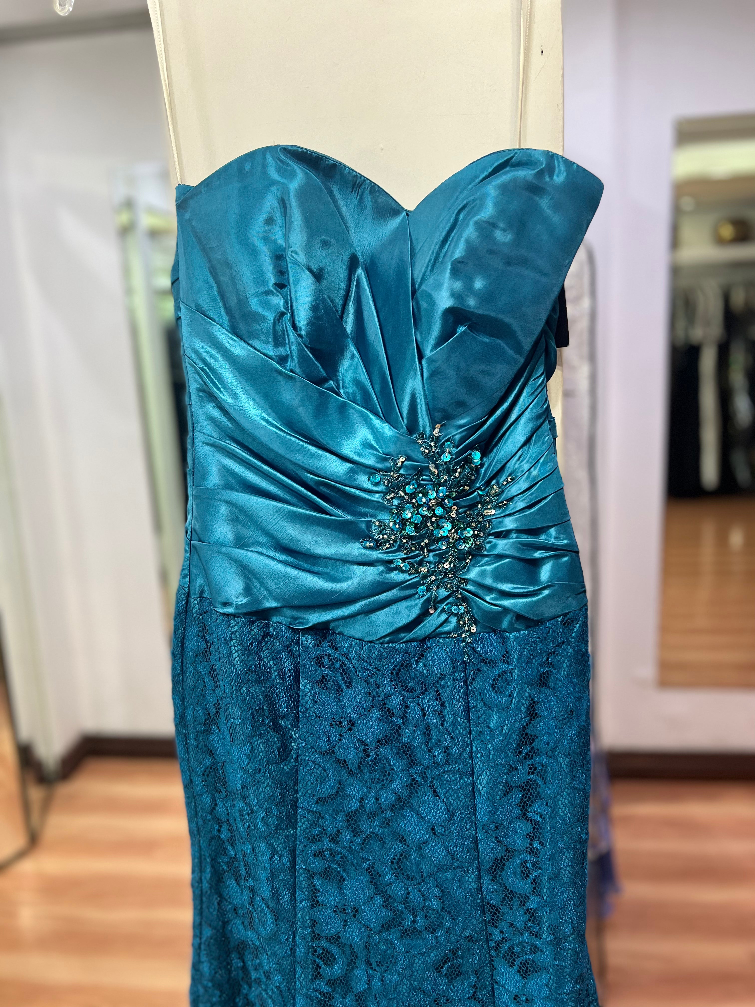 VESTIDO LARGO TURQUESA SIRENA