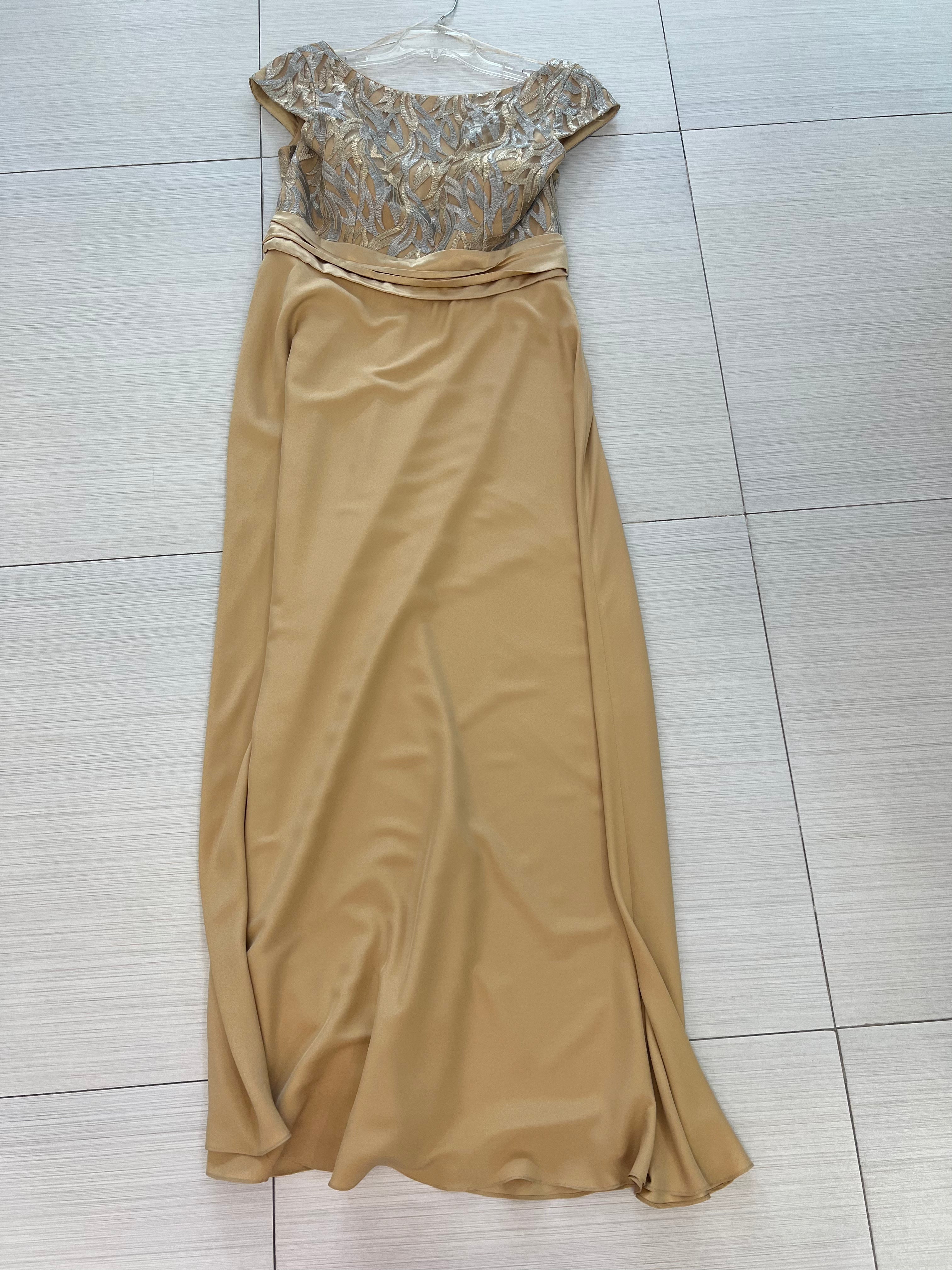 VESTIDO LARGO ORO ENCAJE