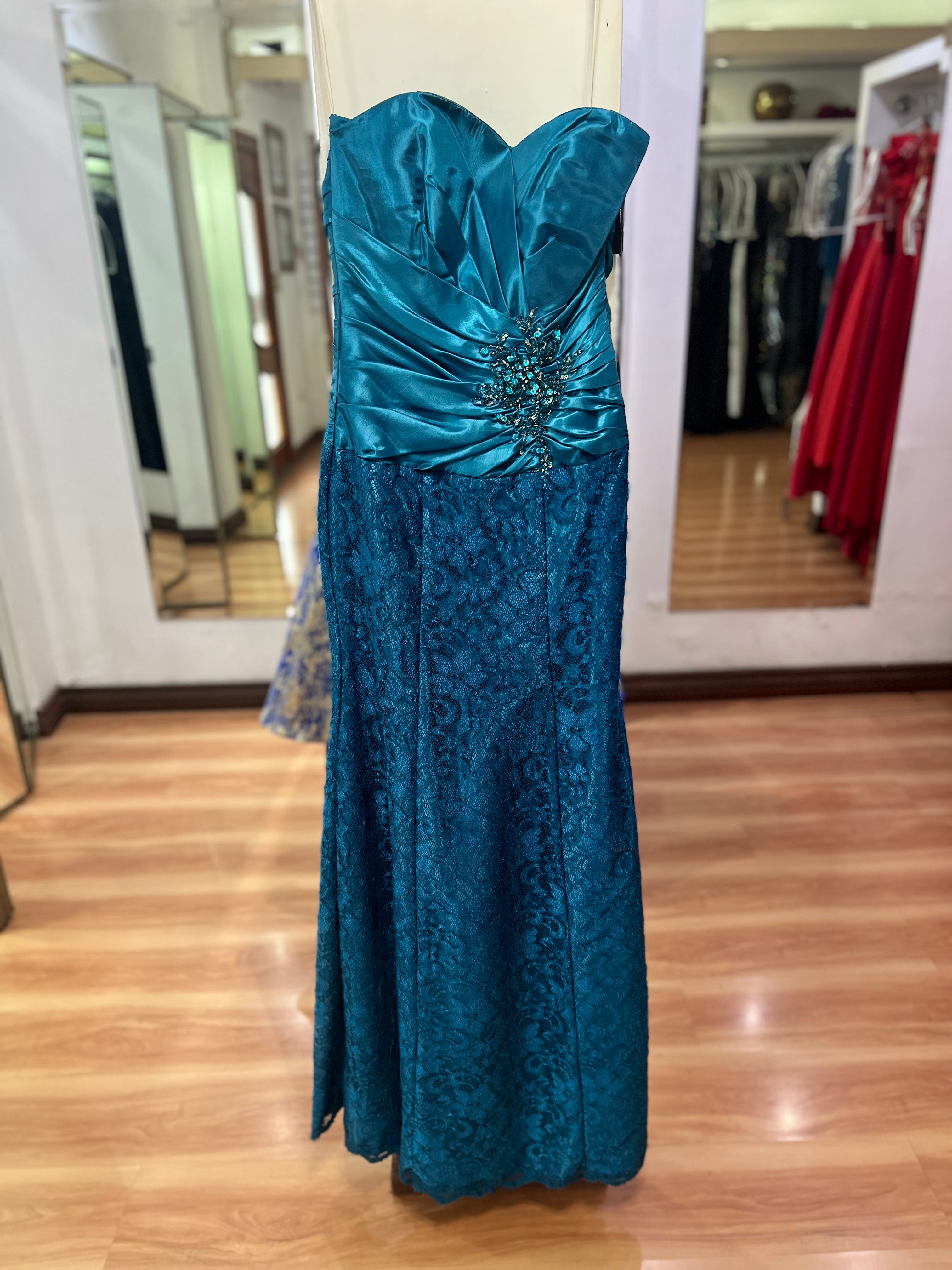 VESTIDO LARGO TURQUESA SIRENA