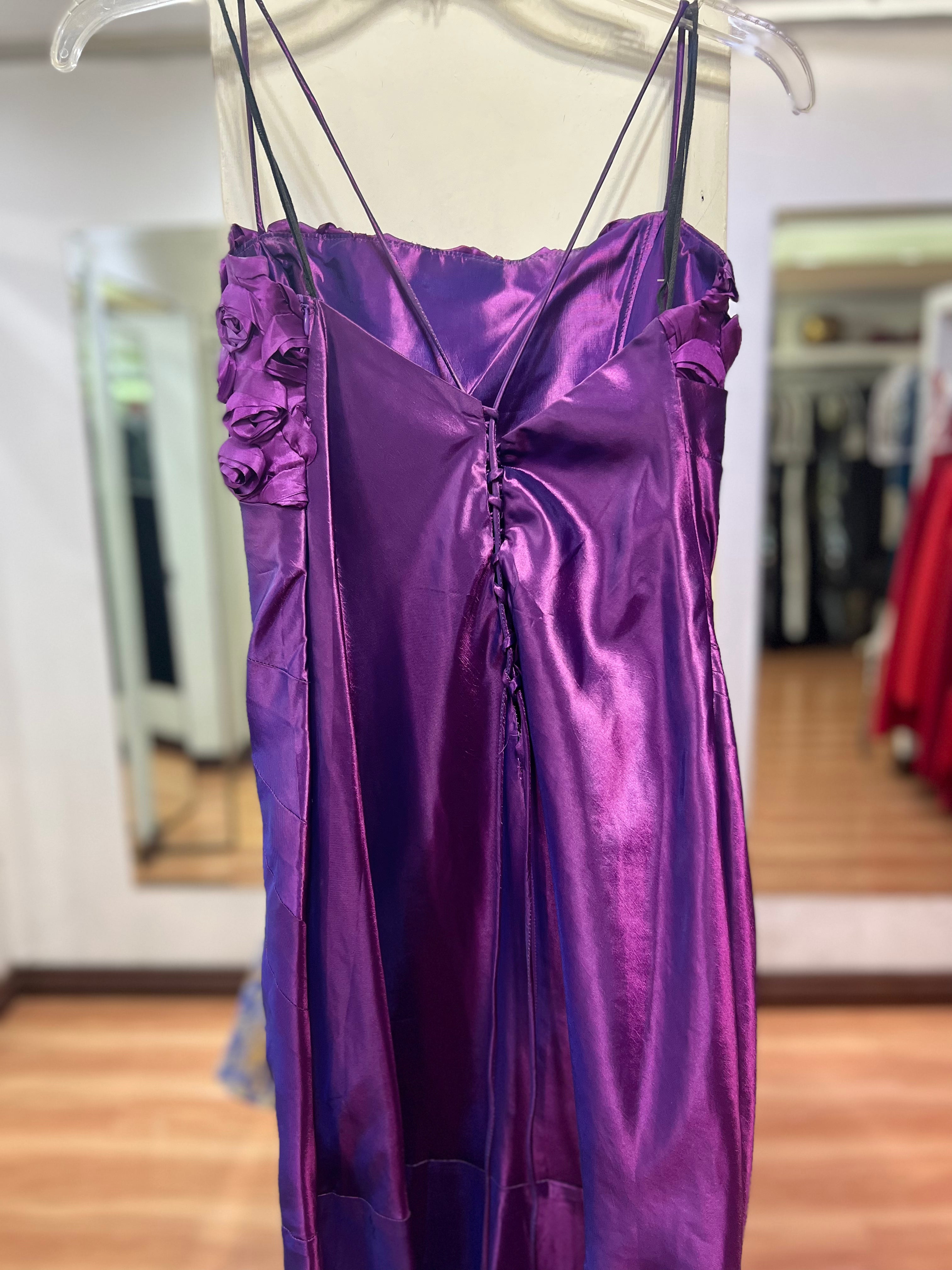 VESTIDO LARGO MORADO FLORES
