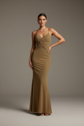 VESTIDO LARGO DORADO TIRANTES N25895