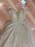 VESTIDO LARGO ORO STRAPLESS