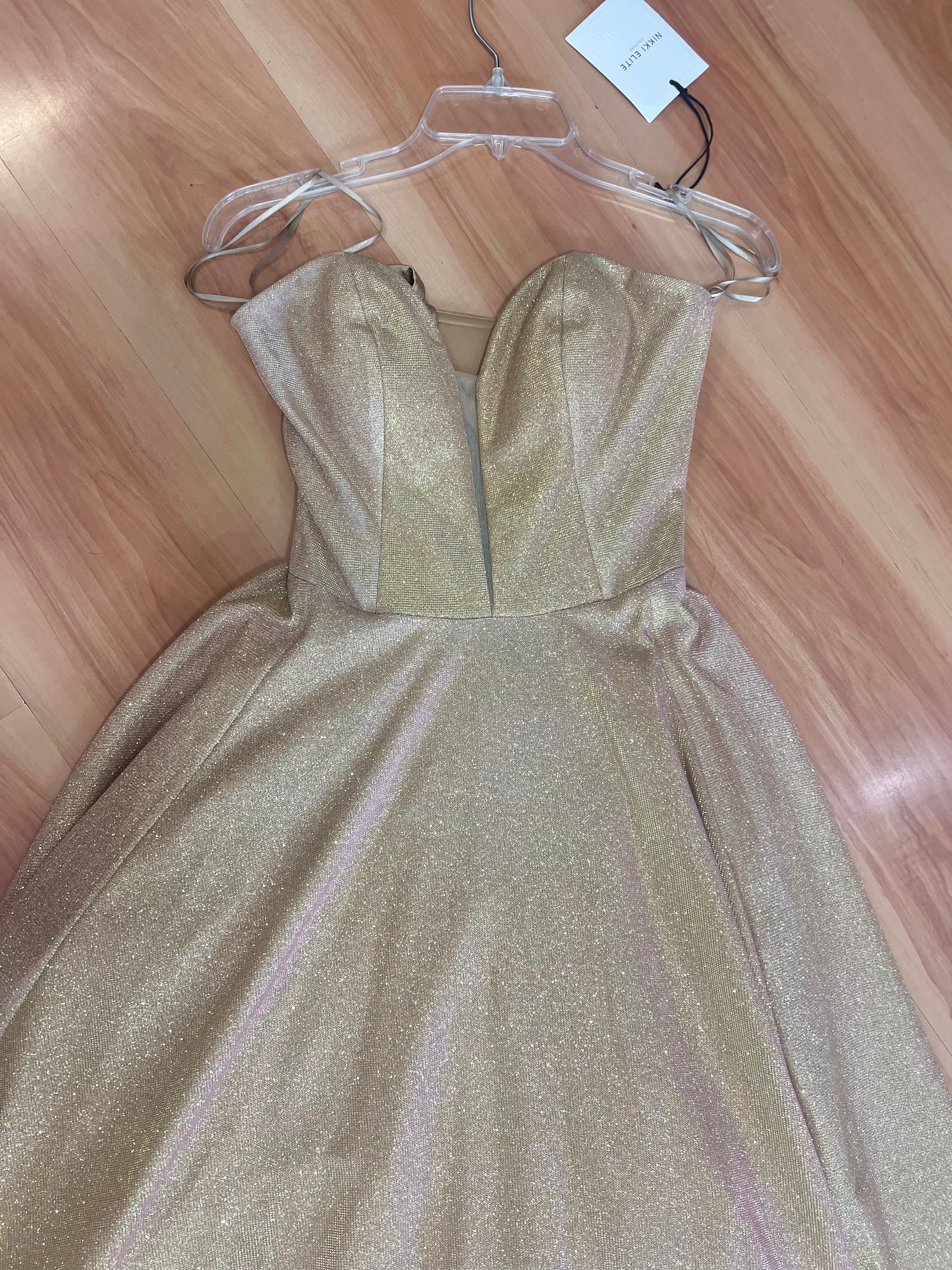 VESTIDO LARGO ORO STRAPLESS