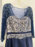 VESTIDO LARGO AZUL MARINO BORDADO