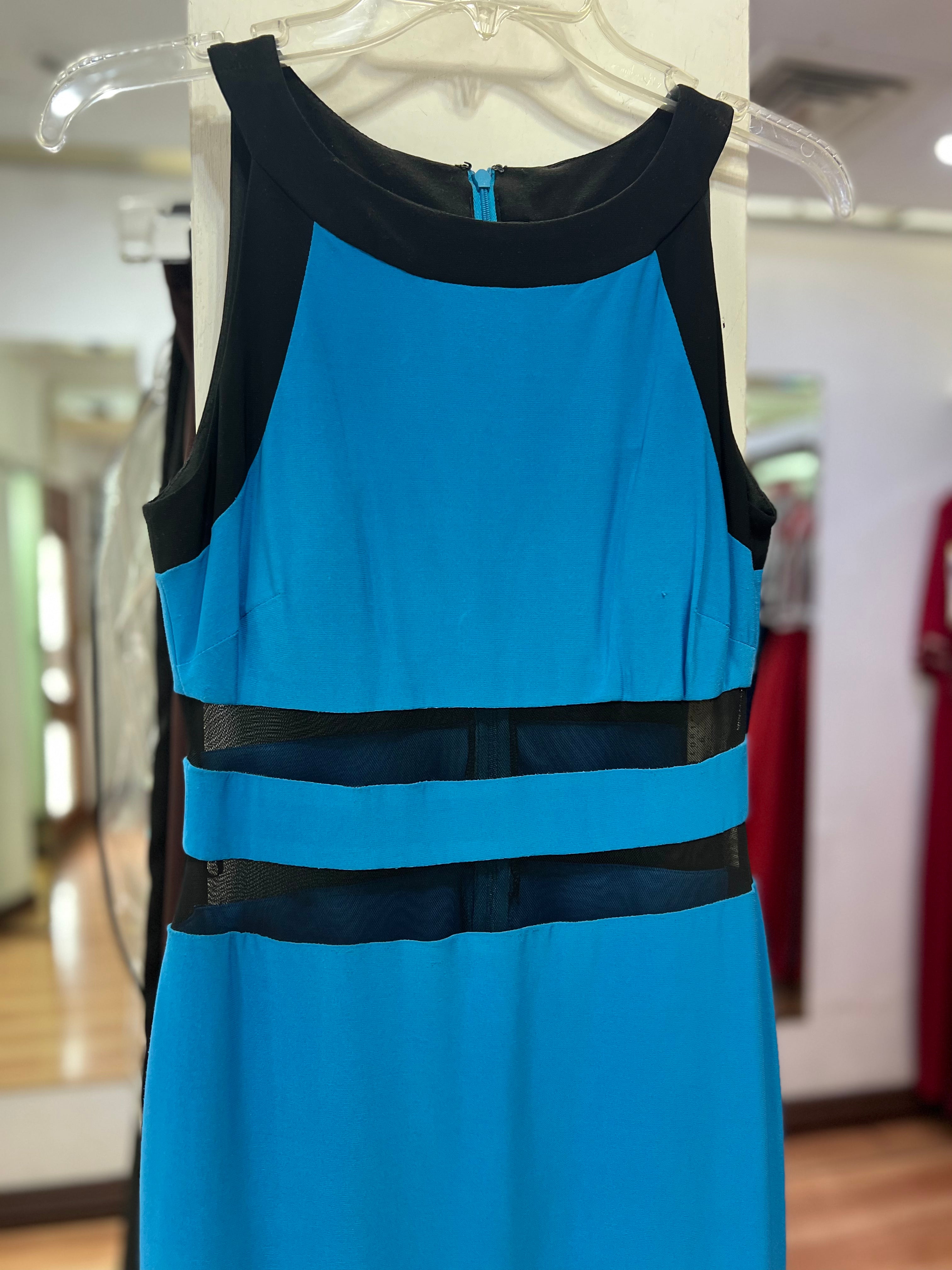 VESTIDO CORTO AZUL Y NEGRO