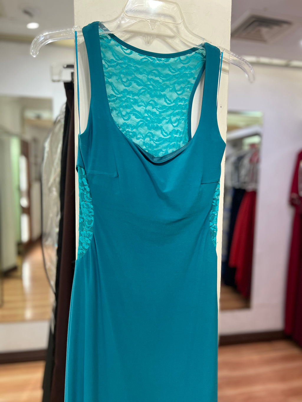 VESTIDO LARGO AQUA ENCAJE