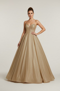 VESTIDO LARGO ORO STRAPLESS