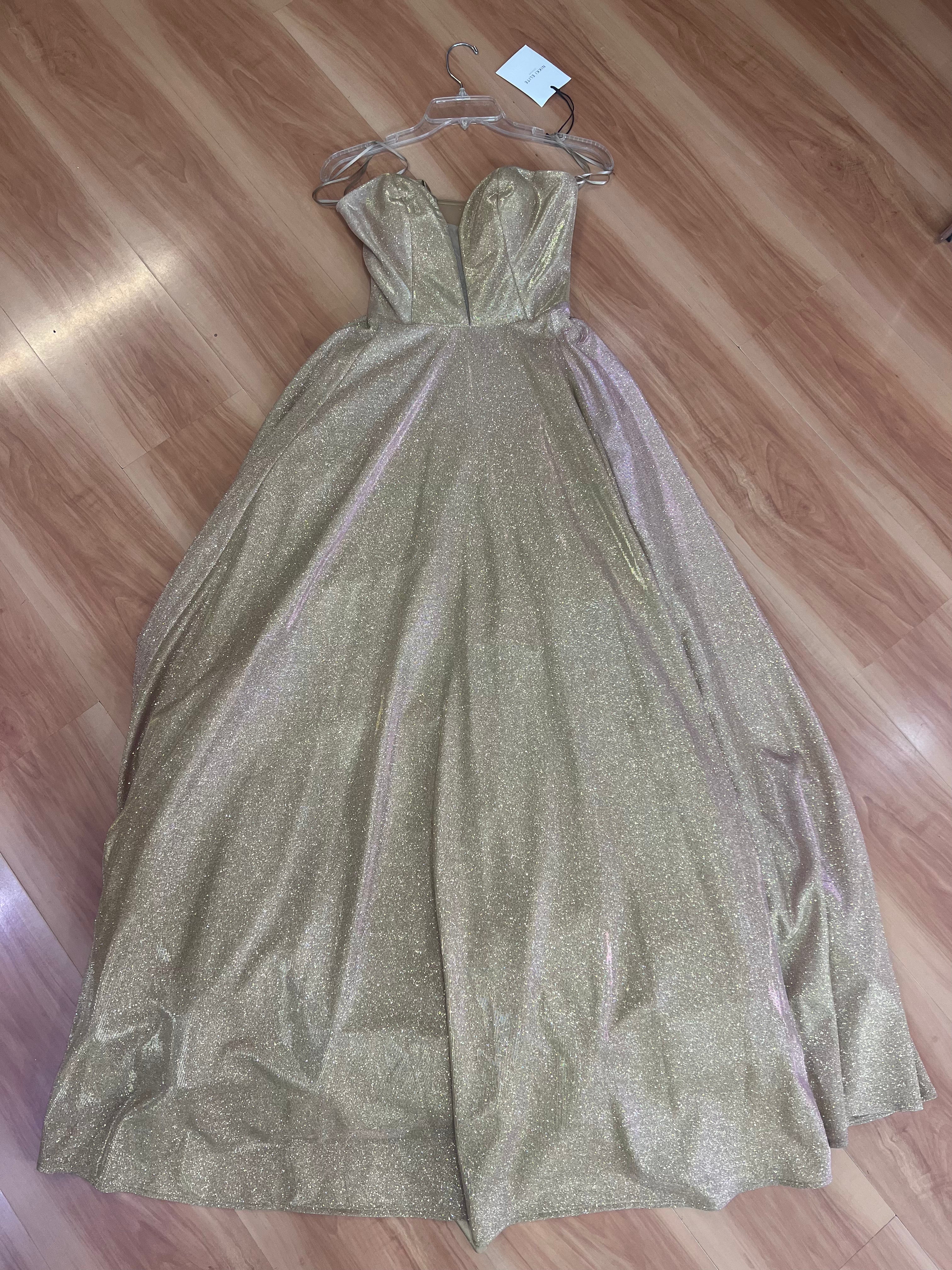 VESTIDO LARGO ORO STRAPLESS