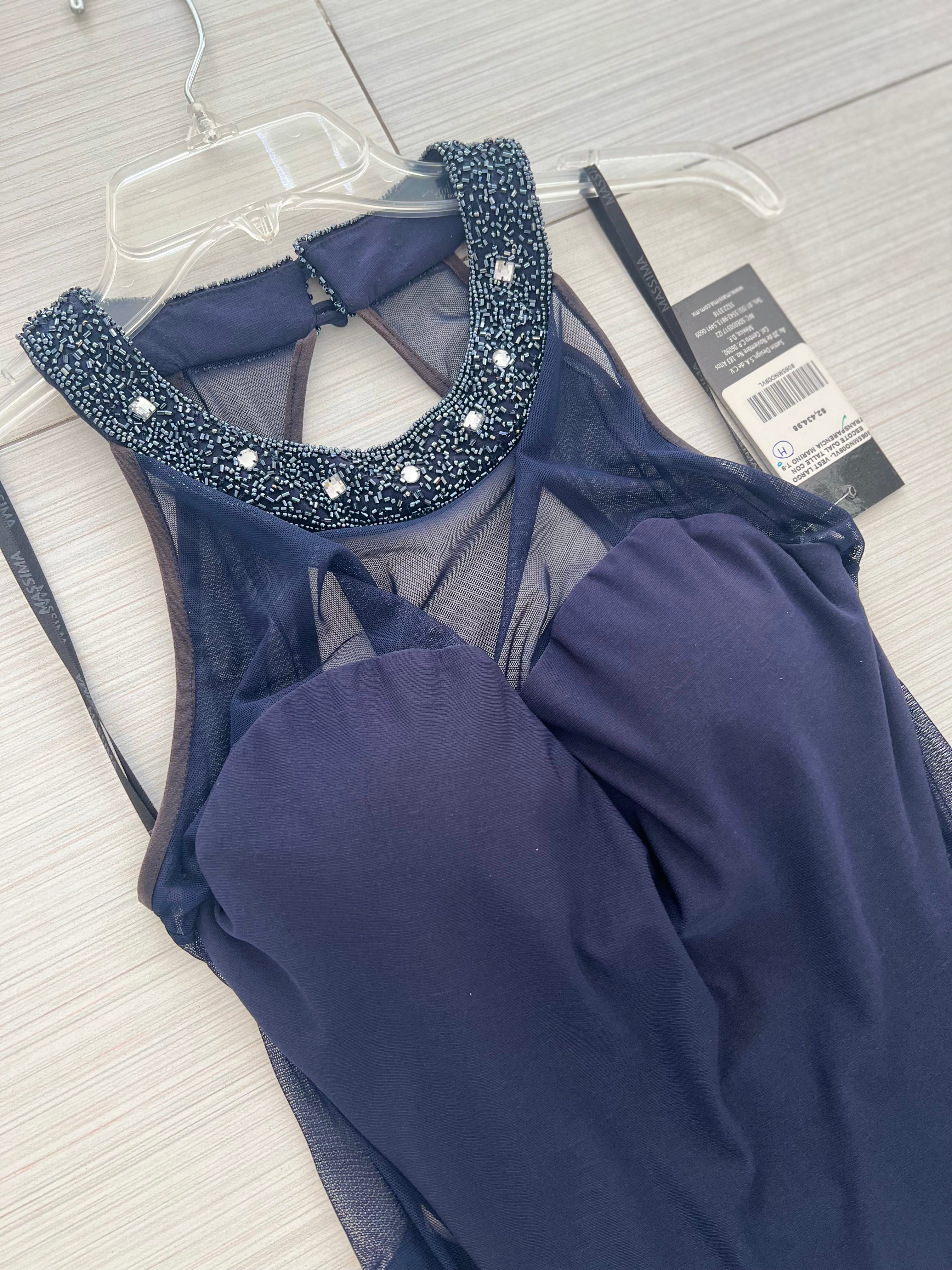 VESTIDO LARGO AZUL MARINO HALTER