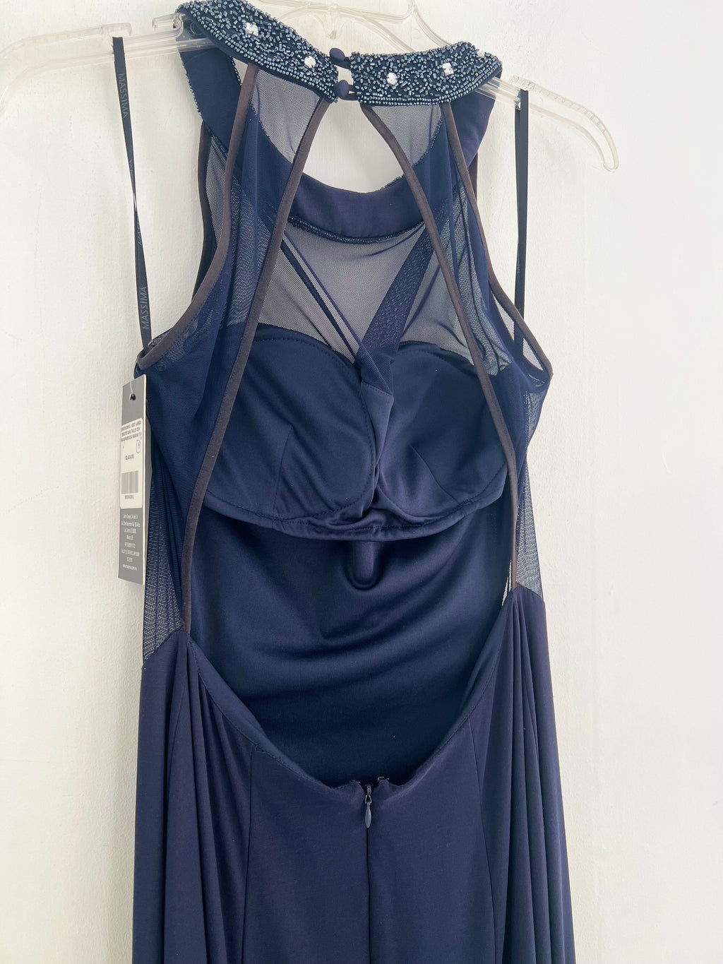 VESTIDO LARGO AZUL MARINO HALTER