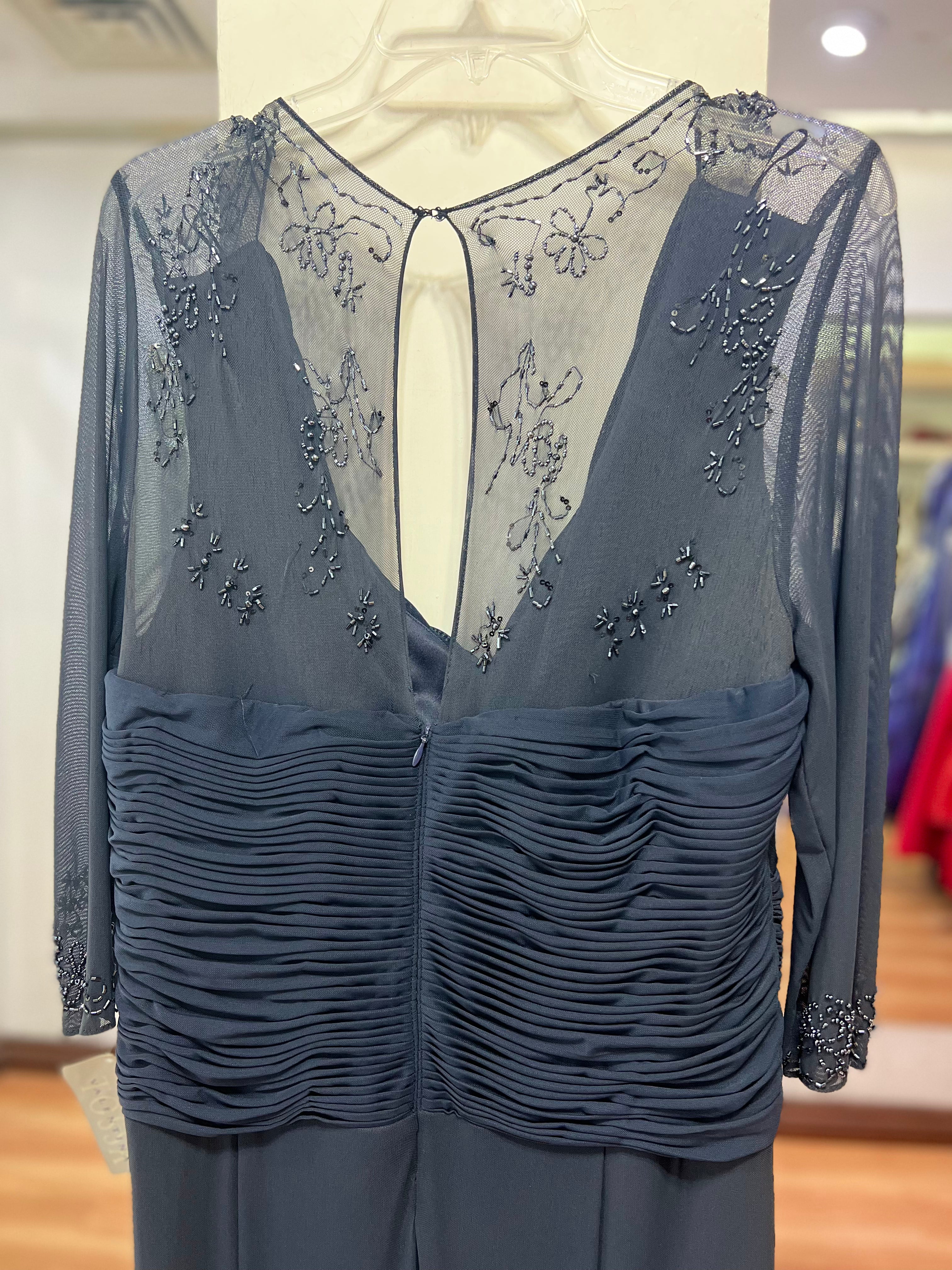 VESTIDO LARGO AZUL MARINO PEDRERIA