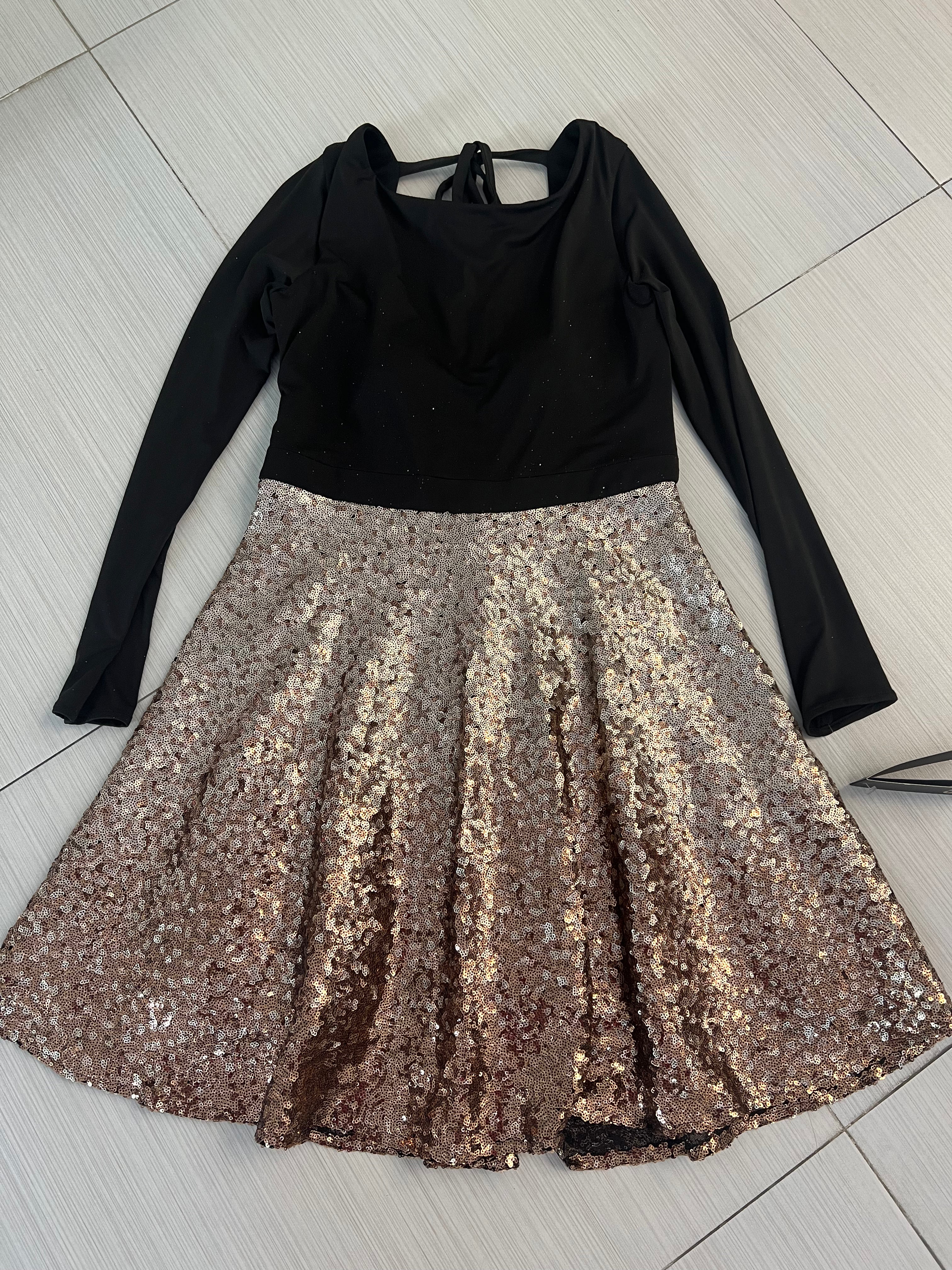 VESTIDO CORTO NEGRO DORADO