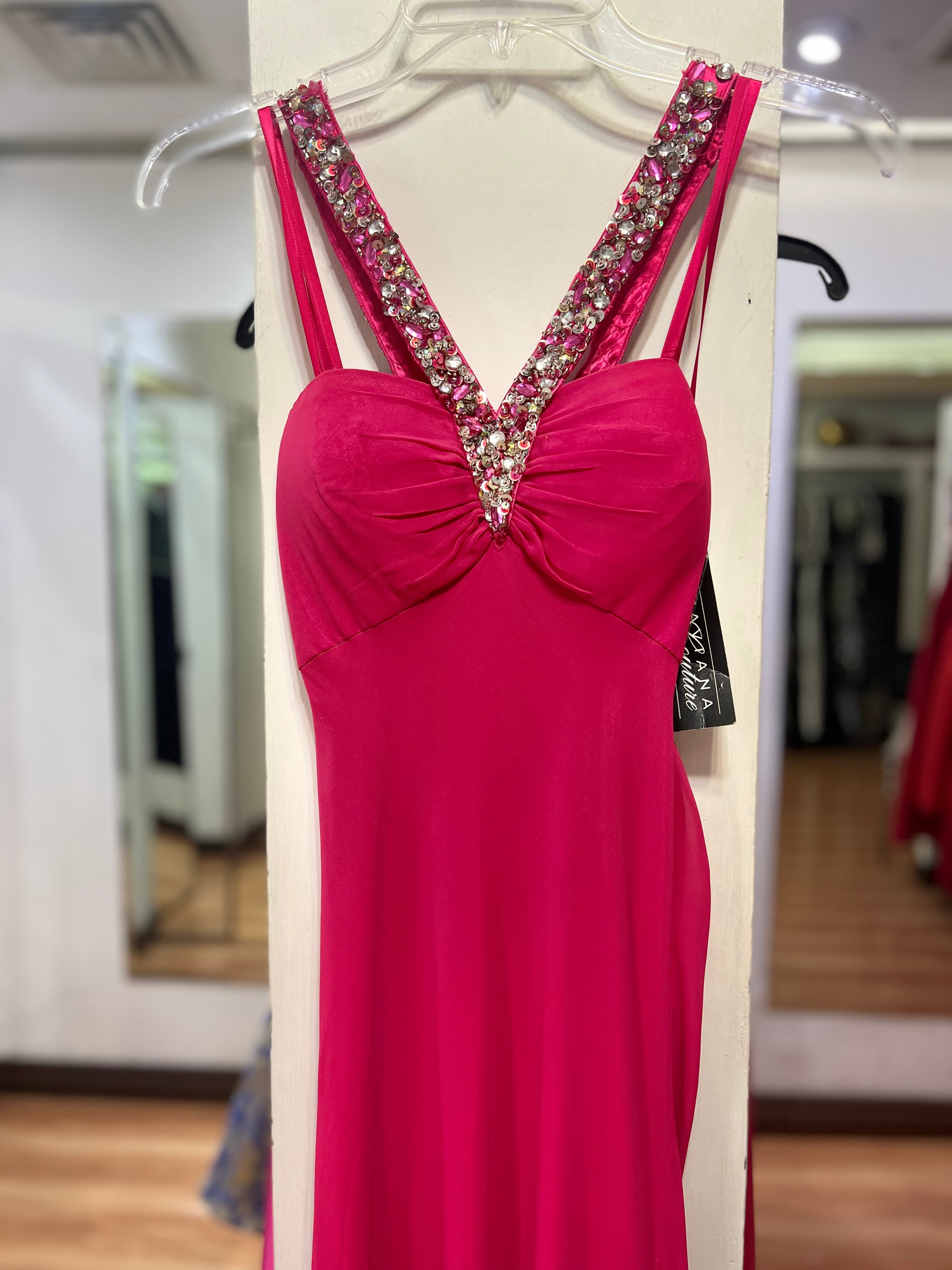 VESTIDO LARGO ROSA BORDADO