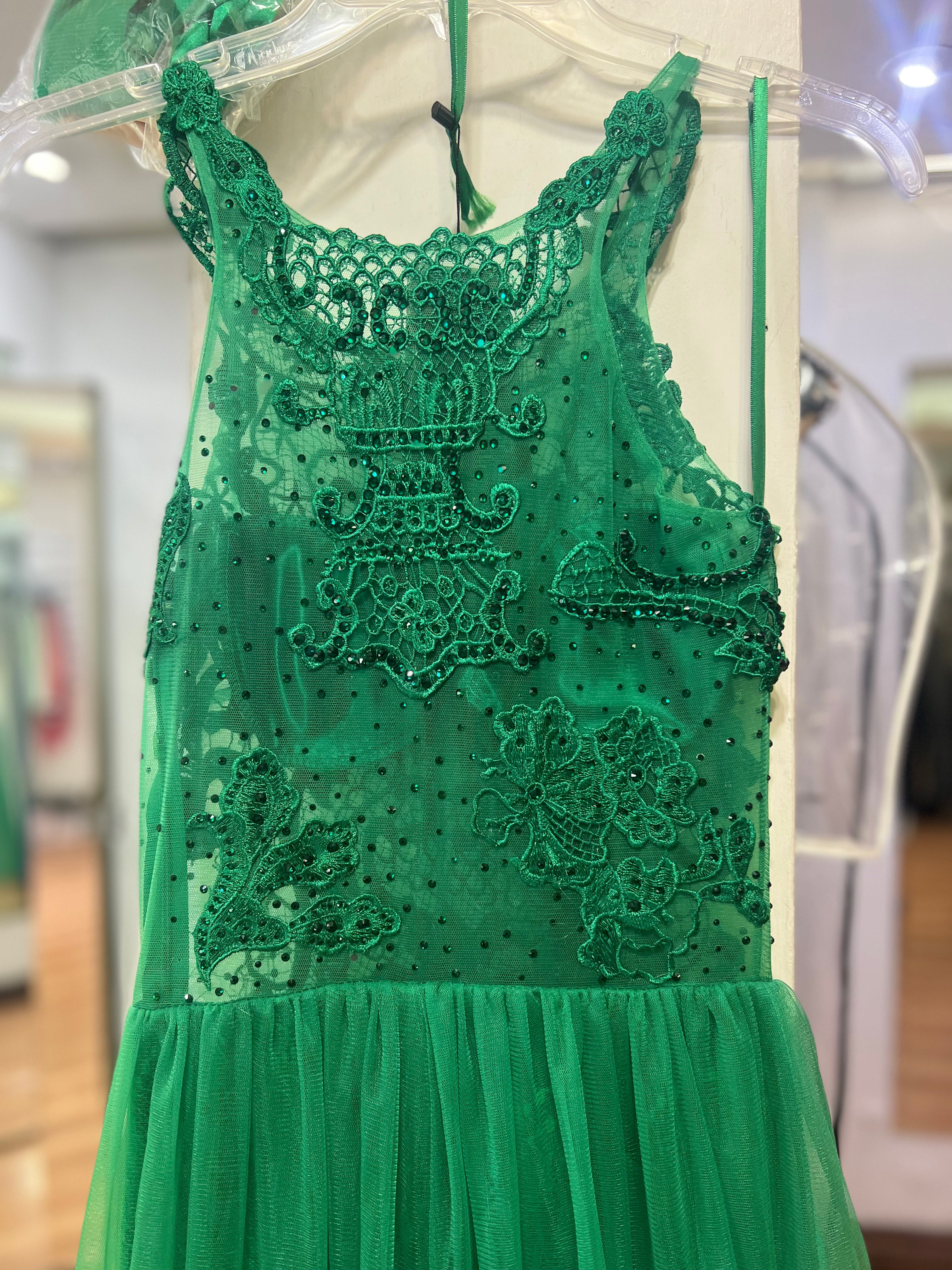 VESTIDO VERDE BORDADO