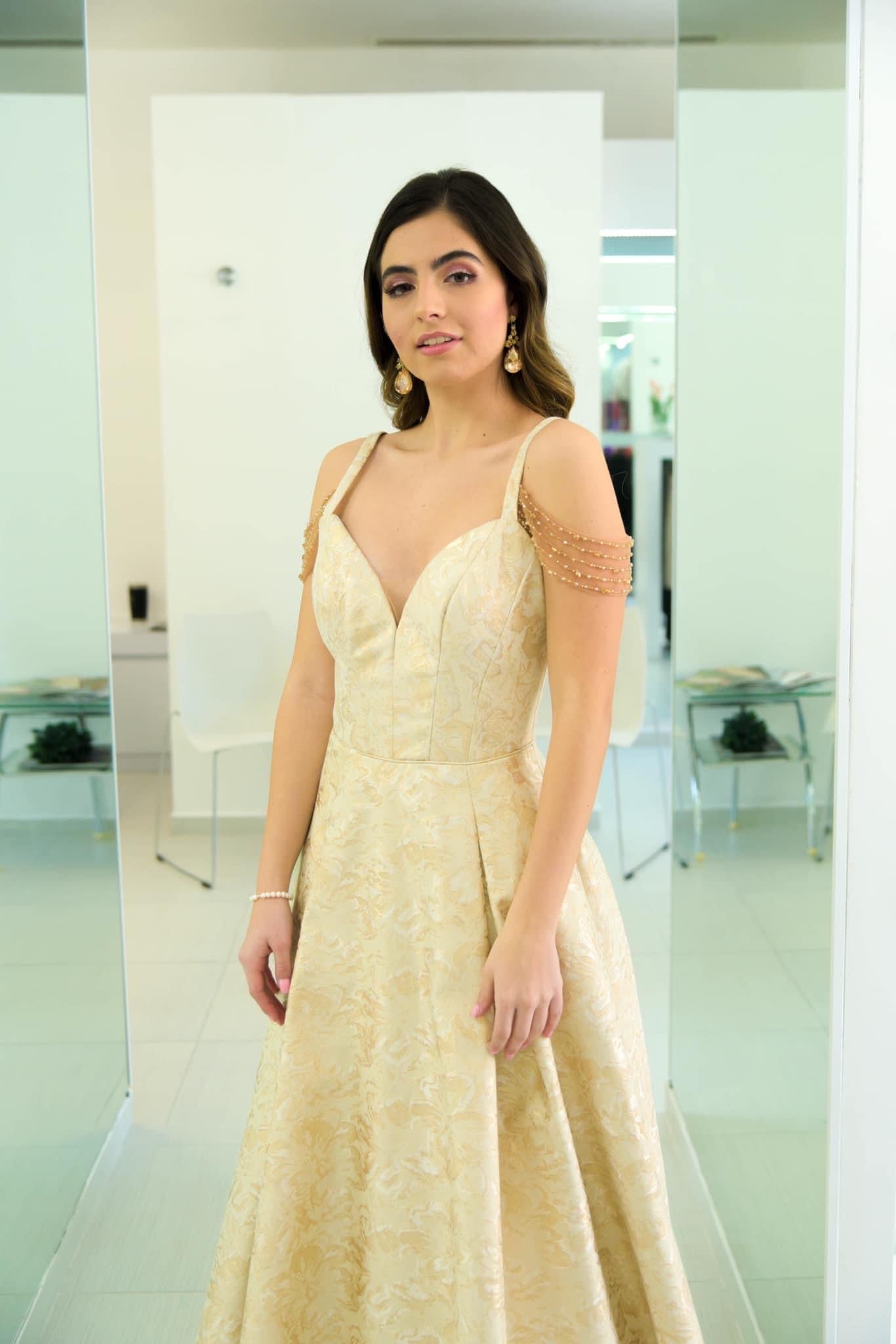 VESTIDO LARGO BEIGE BORDADO