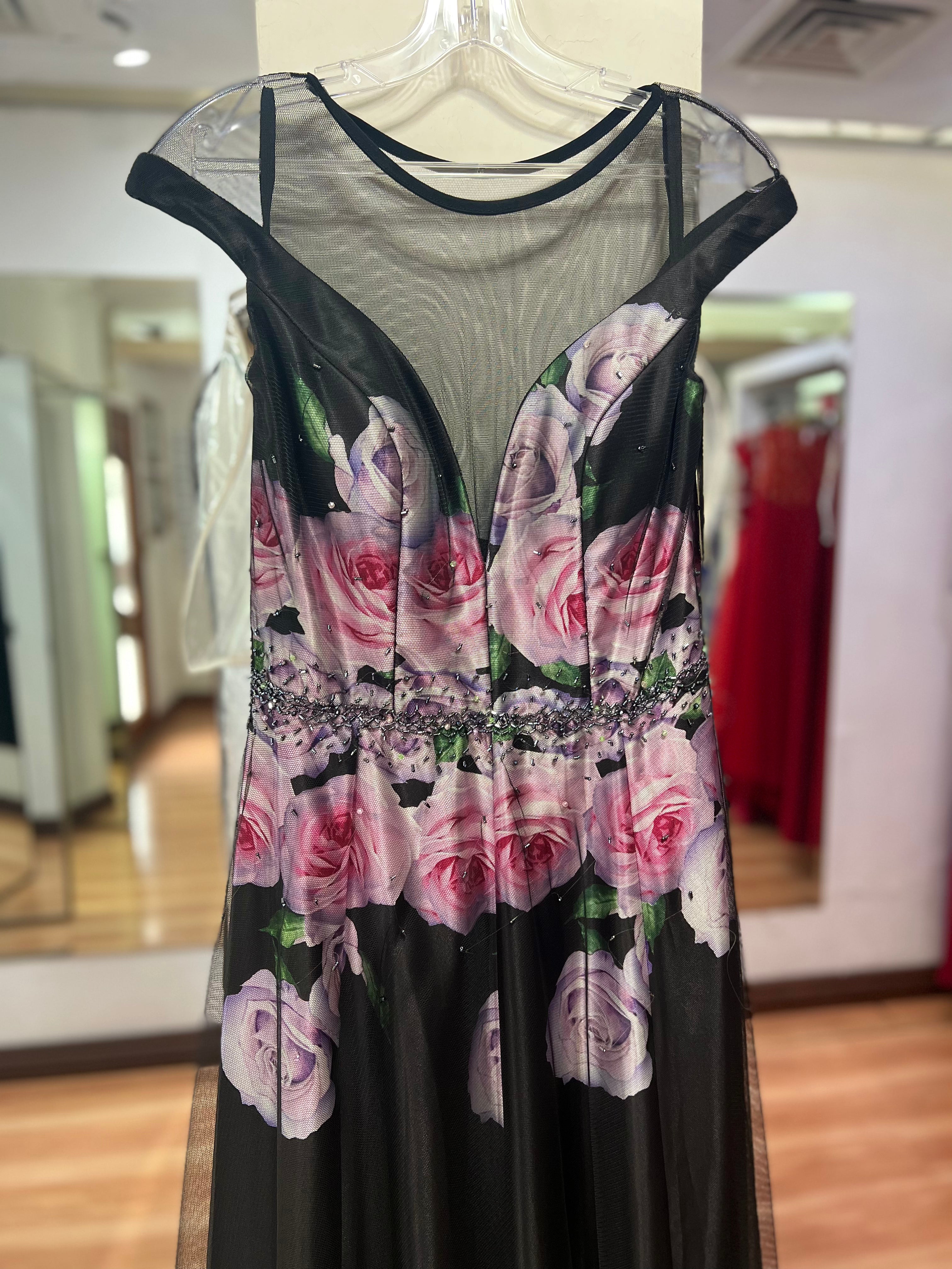 VESTIDO LARGO NEGRO ESTAMPADO